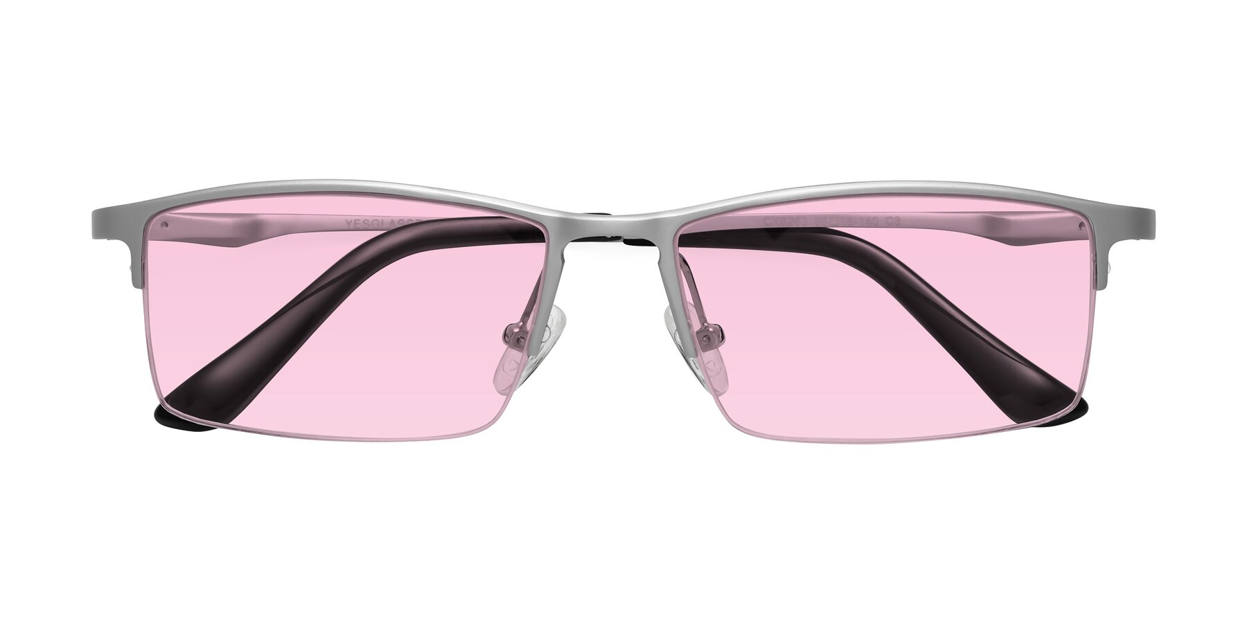 Folded Front of CX6263 in Silver with Light Pink Tinted Lenses