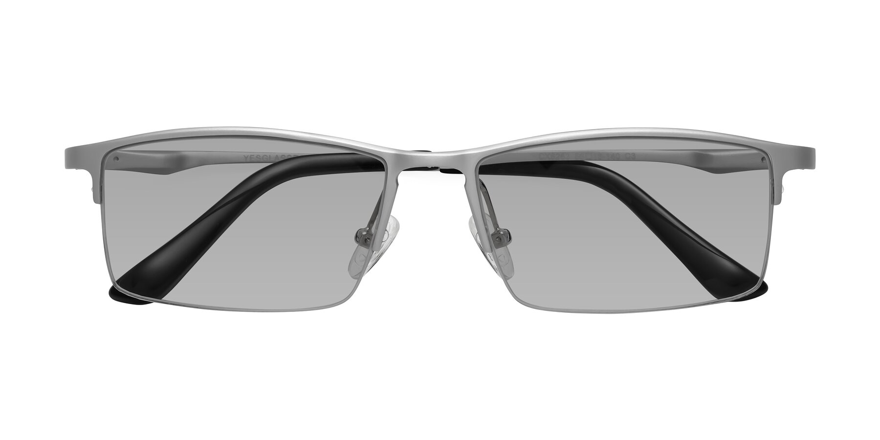 Folded Front of CX6263 in Silver with Light Gray Tinted Lenses