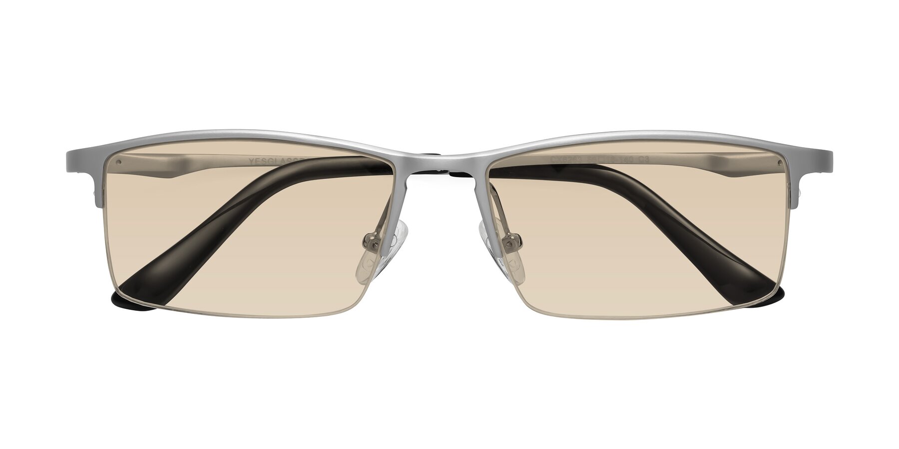 Folded Front of CX6263 in Silver with Light Brown Tinted Lenses