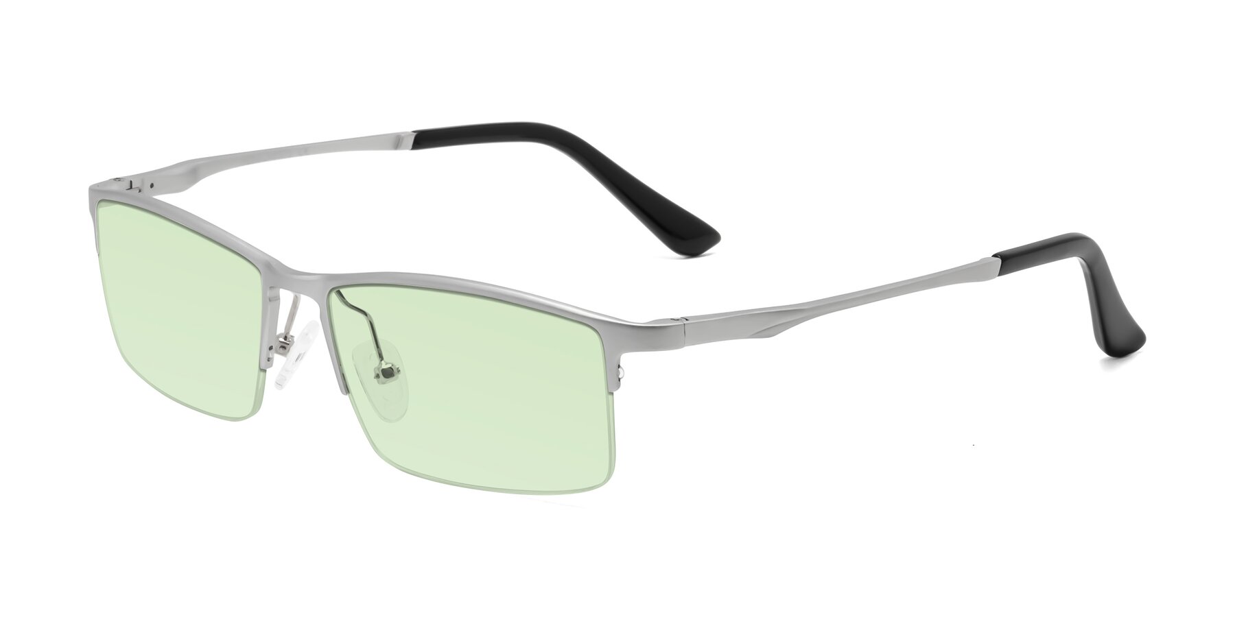 Angle of CX6263 in Silver with Light Green Tinted Lenses