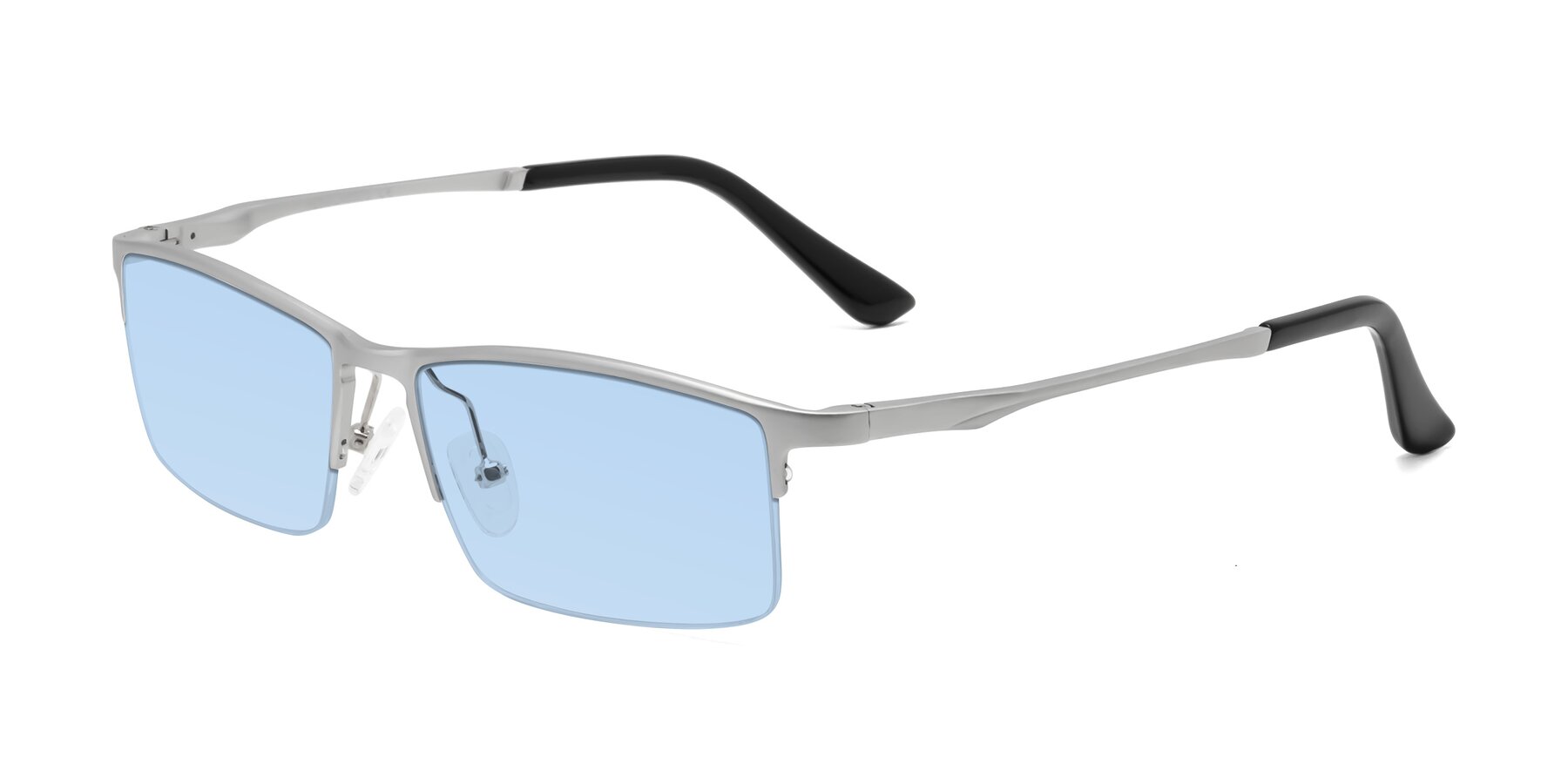 Angle of CX6263 in Silver with Light Blue Tinted Lenses