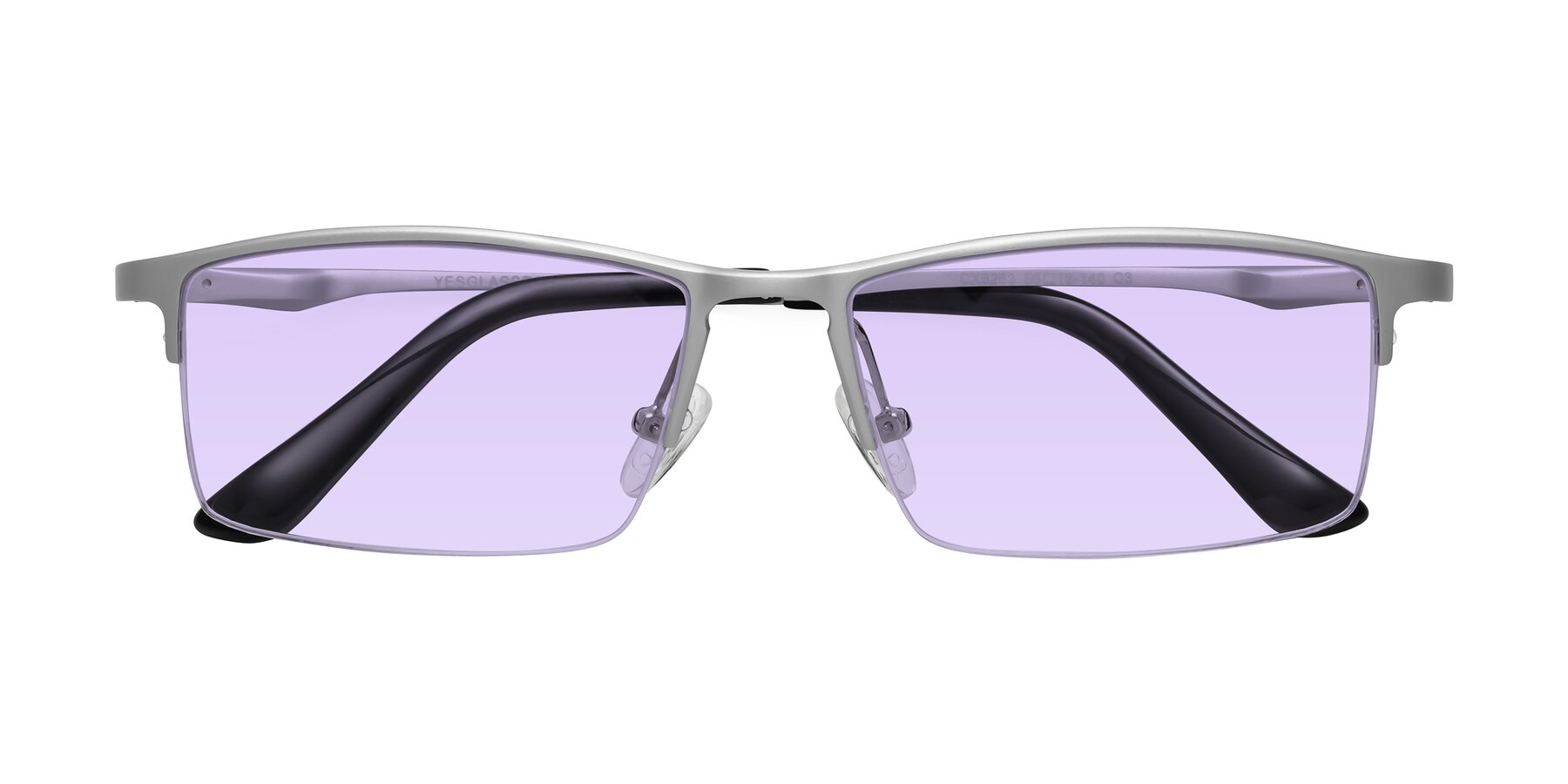 Folded Front of CX6263 in Silver with Light Purple Tinted Lenses