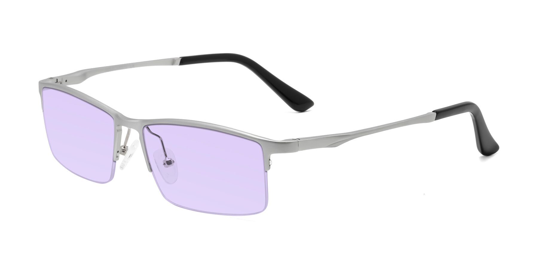 Angle of CX6263 in Silver with Light Purple Tinted Lenses