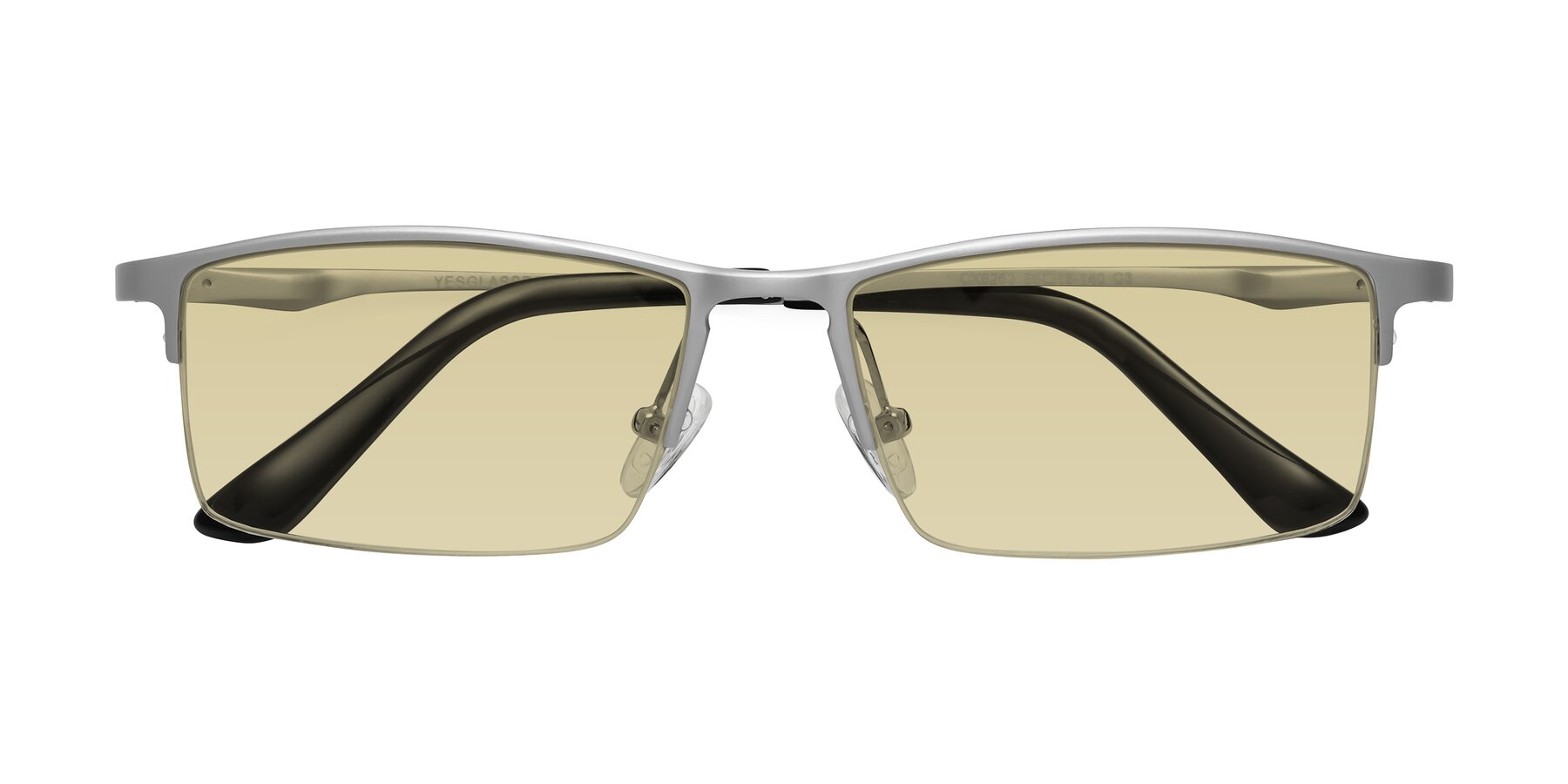 Folded Front of CX6263 in Silver with Light Champagne Tinted Lenses
