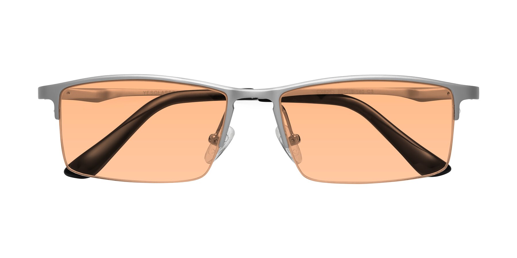 Folded Front of CX6263 in Silver with Light Orange Tinted Lenses