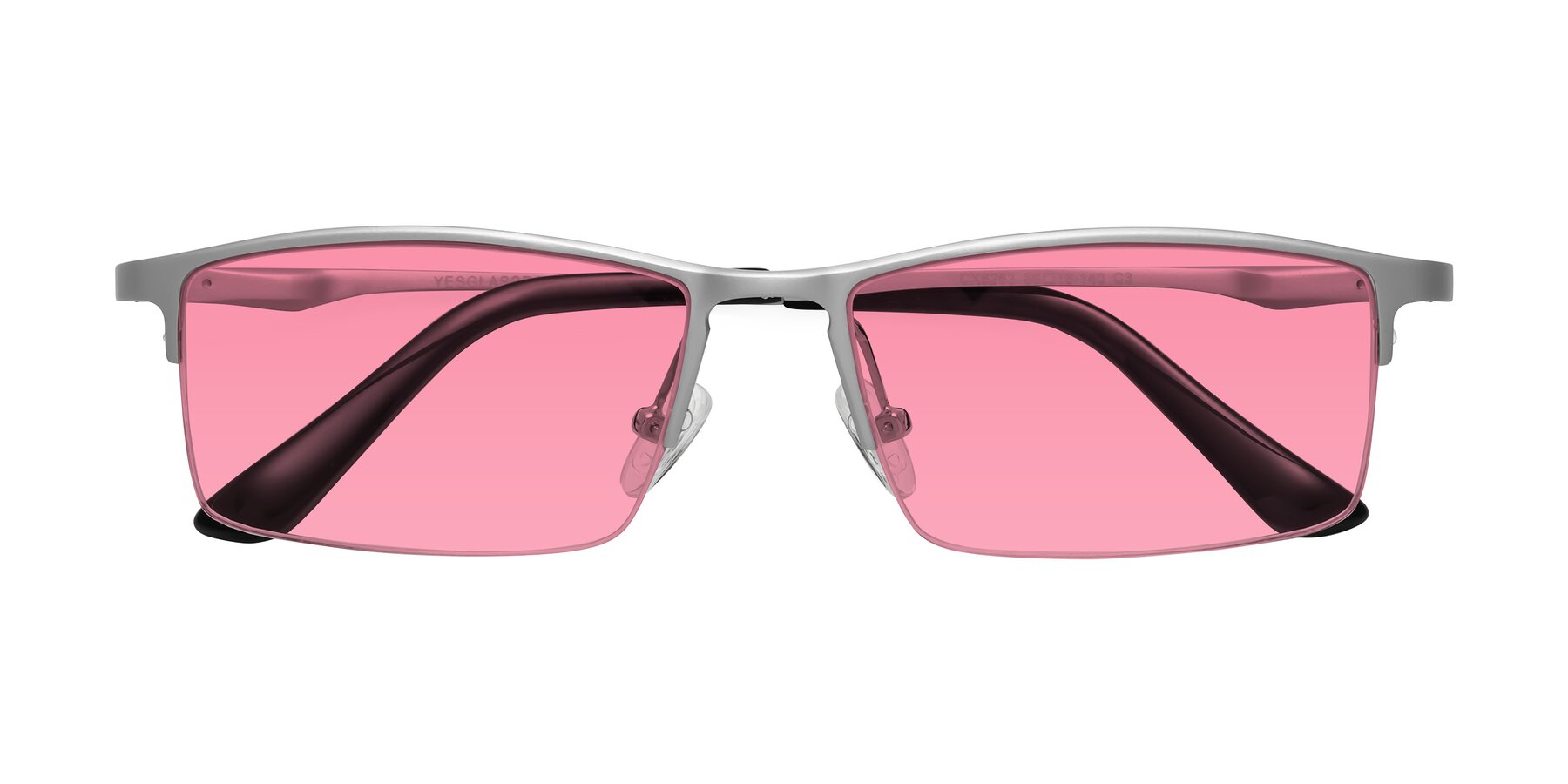 Folded Front of CX6263 in Silver with Pink Tinted Lenses
