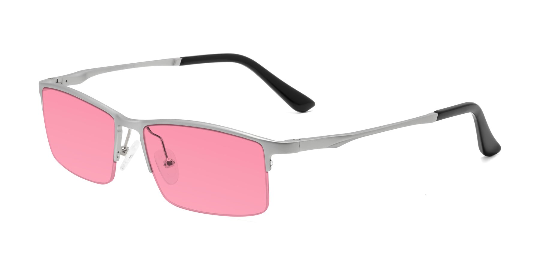 Angle of CX6263 in Silver with Pink Tinted Lenses
