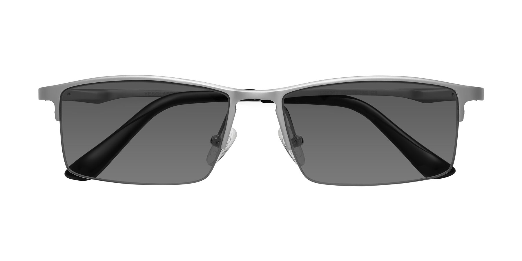 Folded Front of CX6263 in Silver with Medium Gray Tinted Lenses