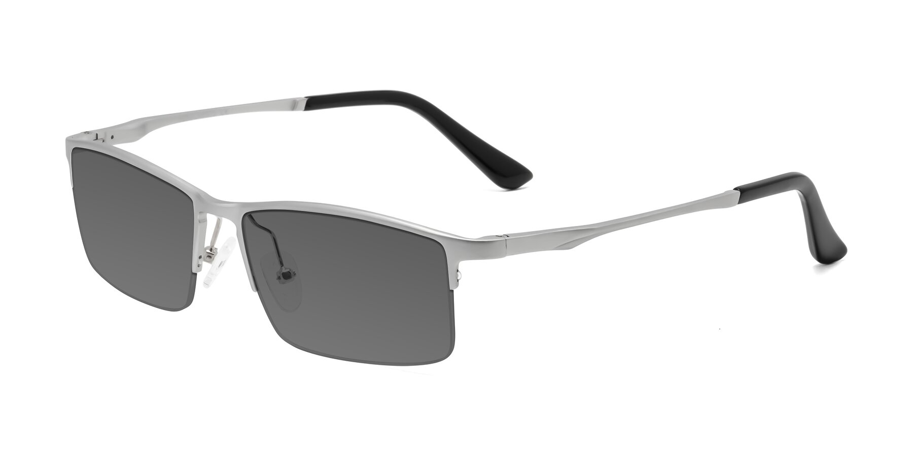 Angle of CX6263 in Silver with Medium Gray Tinted Lenses