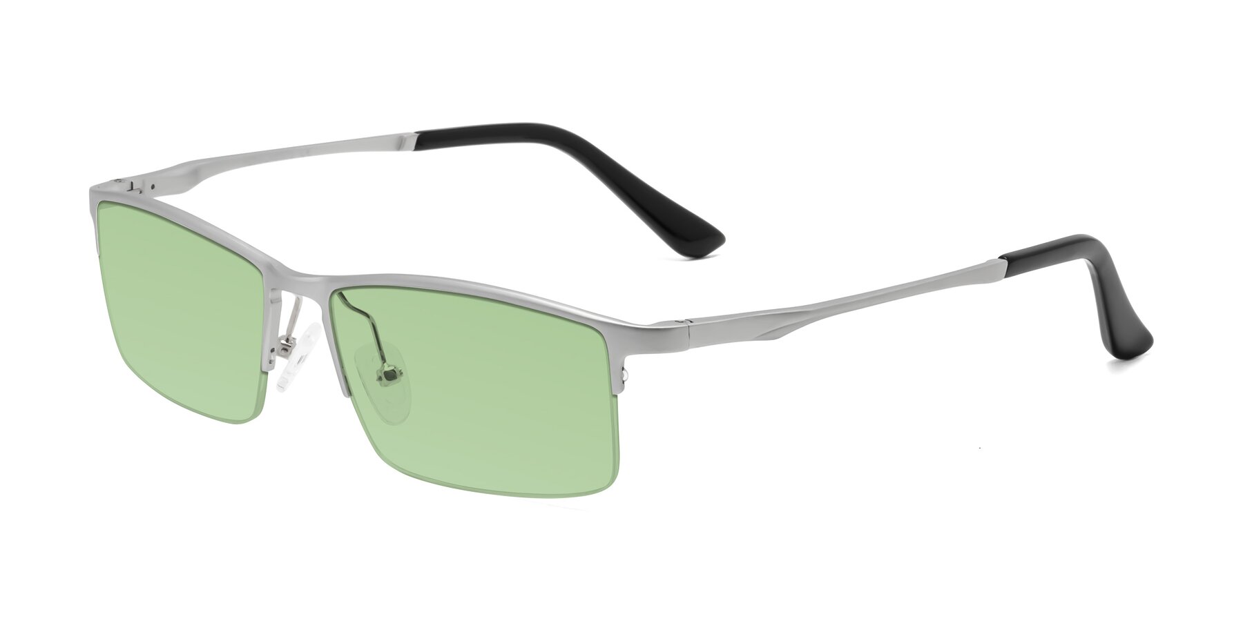 Angle of CX6263 in Silver with Medium Green Tinted Lenses
