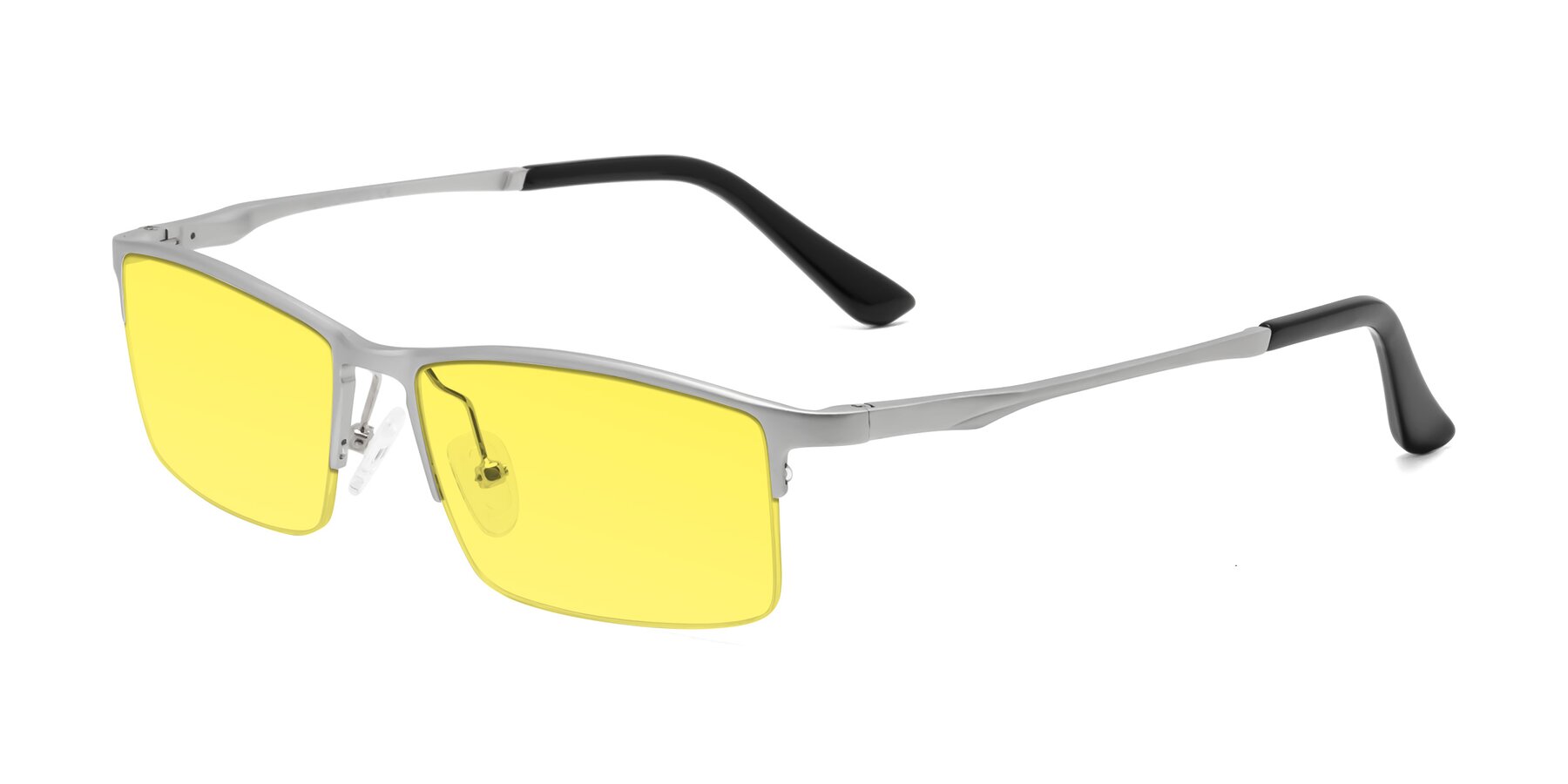 Angle of CX6263 in Silver with Medium Yellow Tinted Lenses