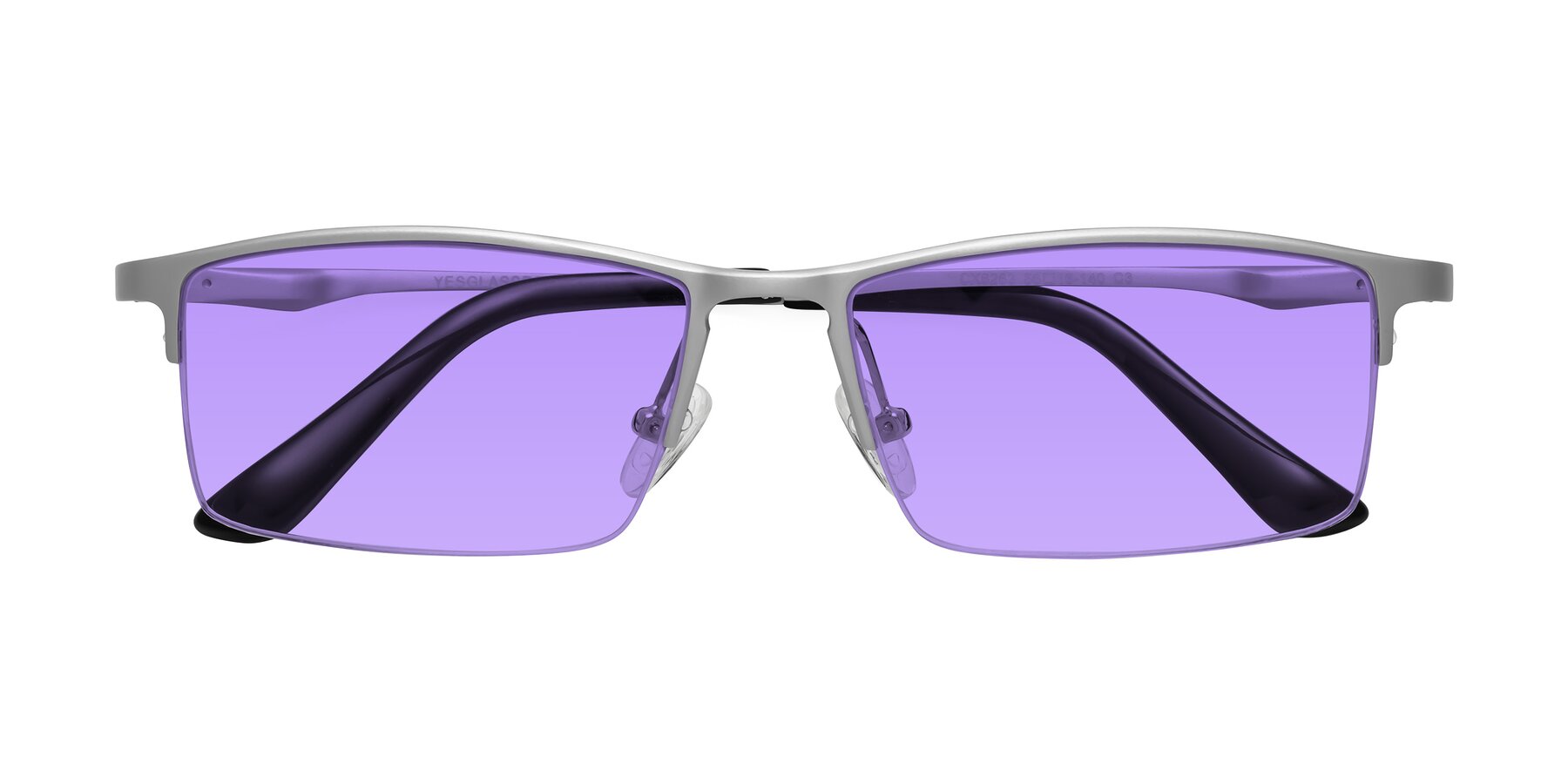 Folded Front of CX6263 in Silver with Medium Purple Tinted Lenses