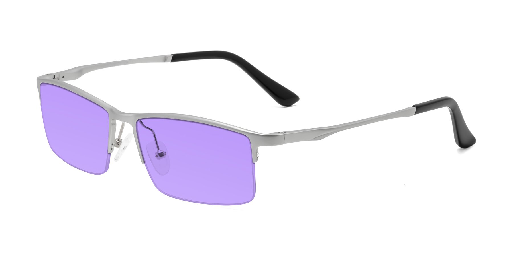 Angle of CX6263 in Silver with Medium Purple Tinted Lenses