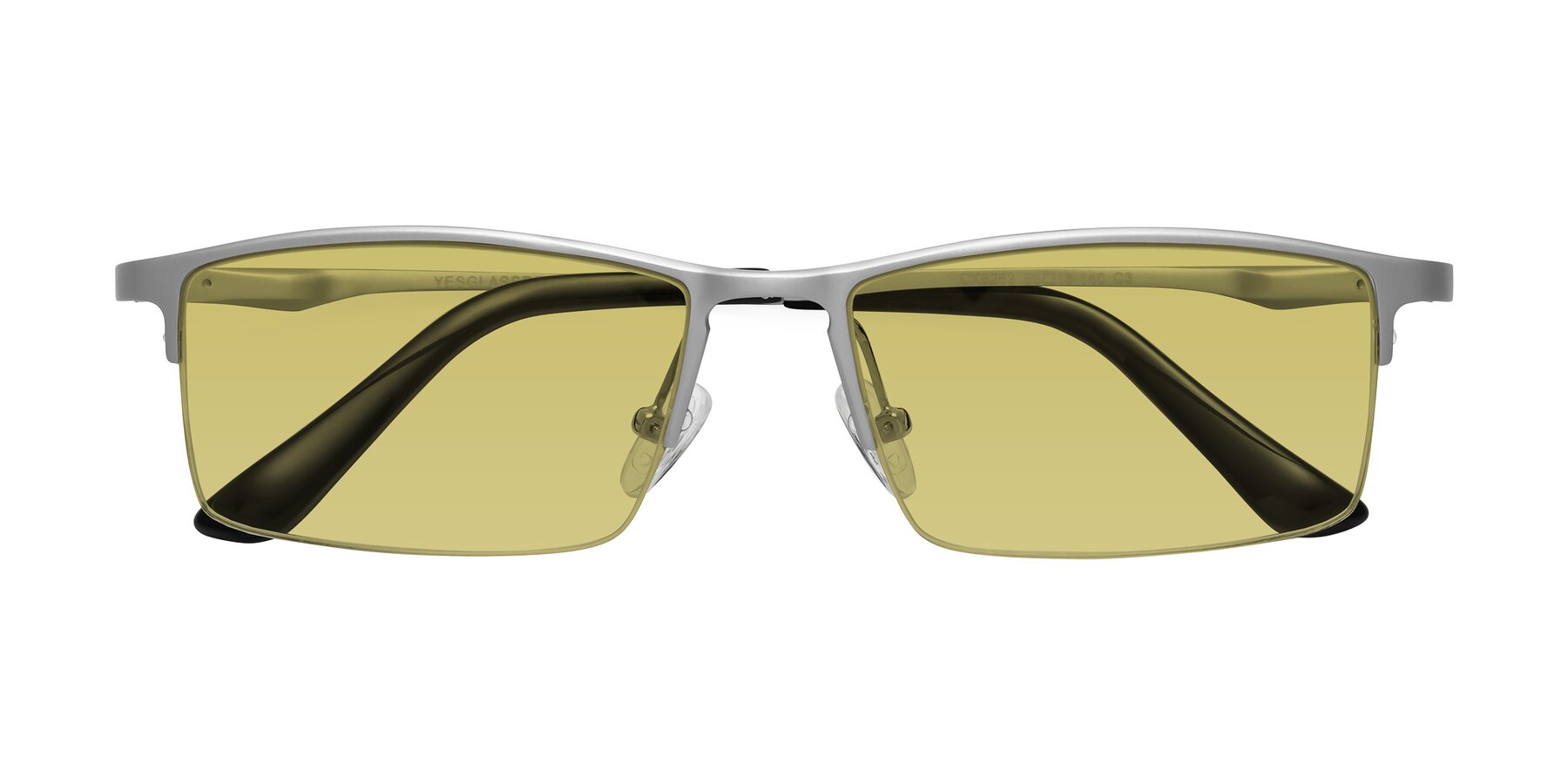 Folded Front of CX6263 in Silver with Medium Champagne Tinted Lenses