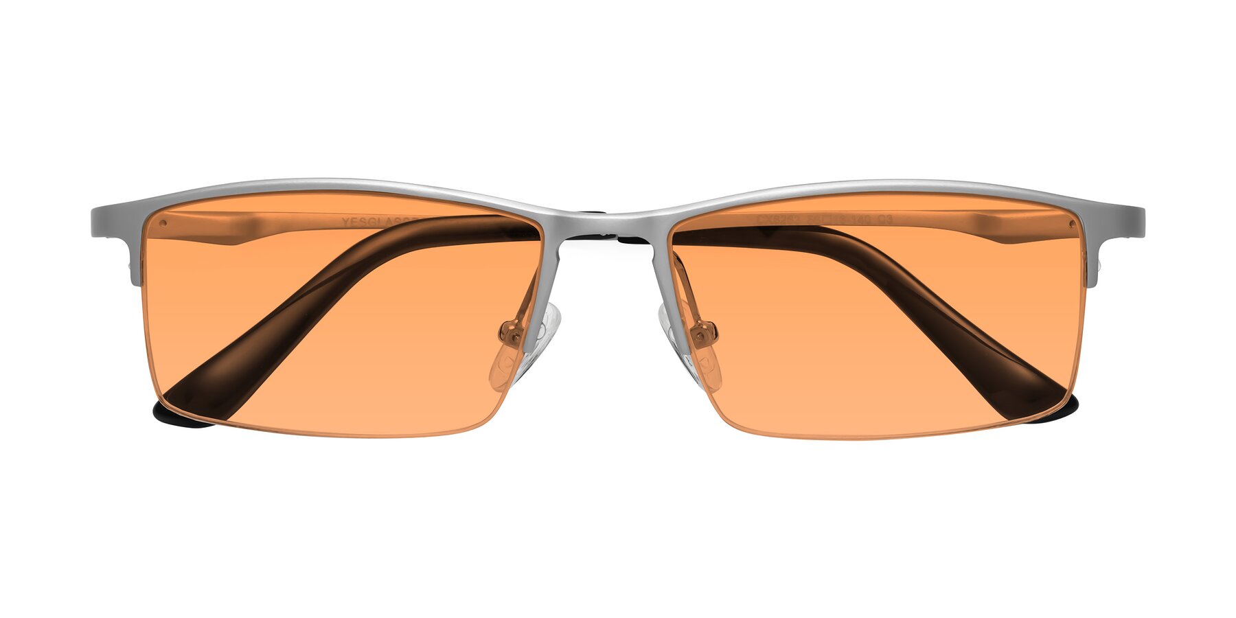 Folded Front of CX6263 in Silver with Medium Orange Tinted Lenses
