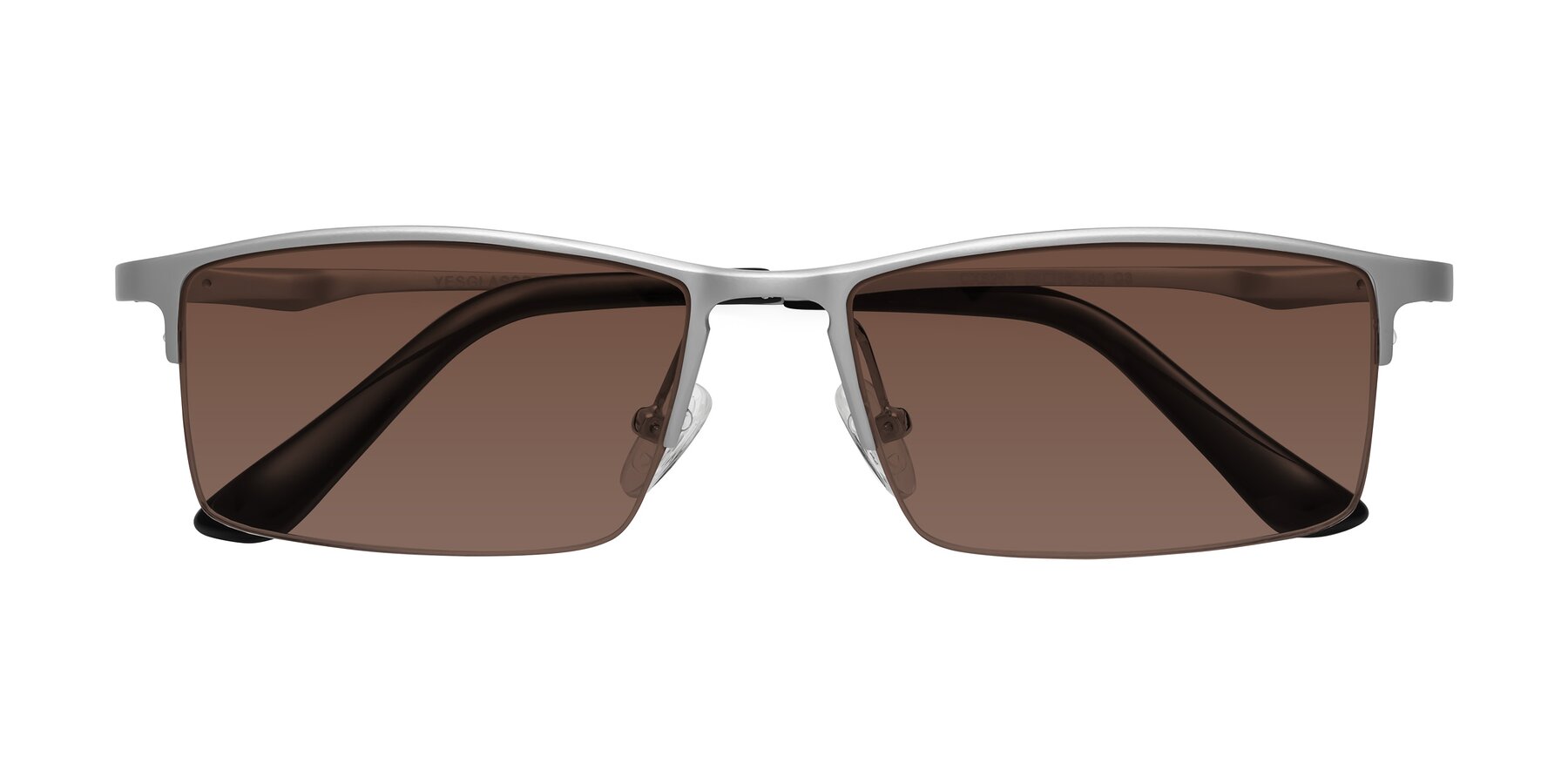 Folded Front of CX6263 in Silver with Brown Tinted Lenses
