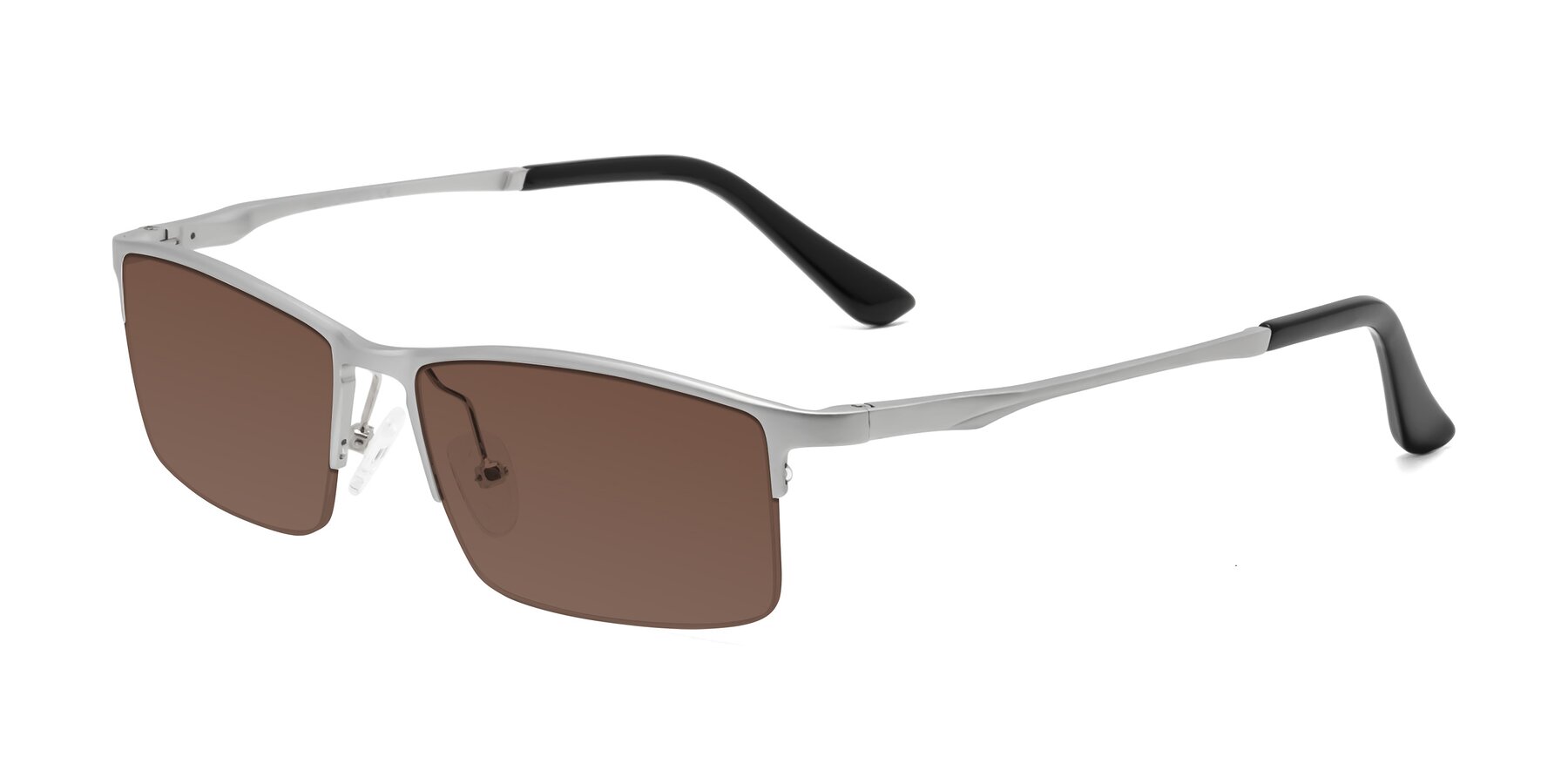 Angle of CX6263 in Silver with Brown Tinted Lenses