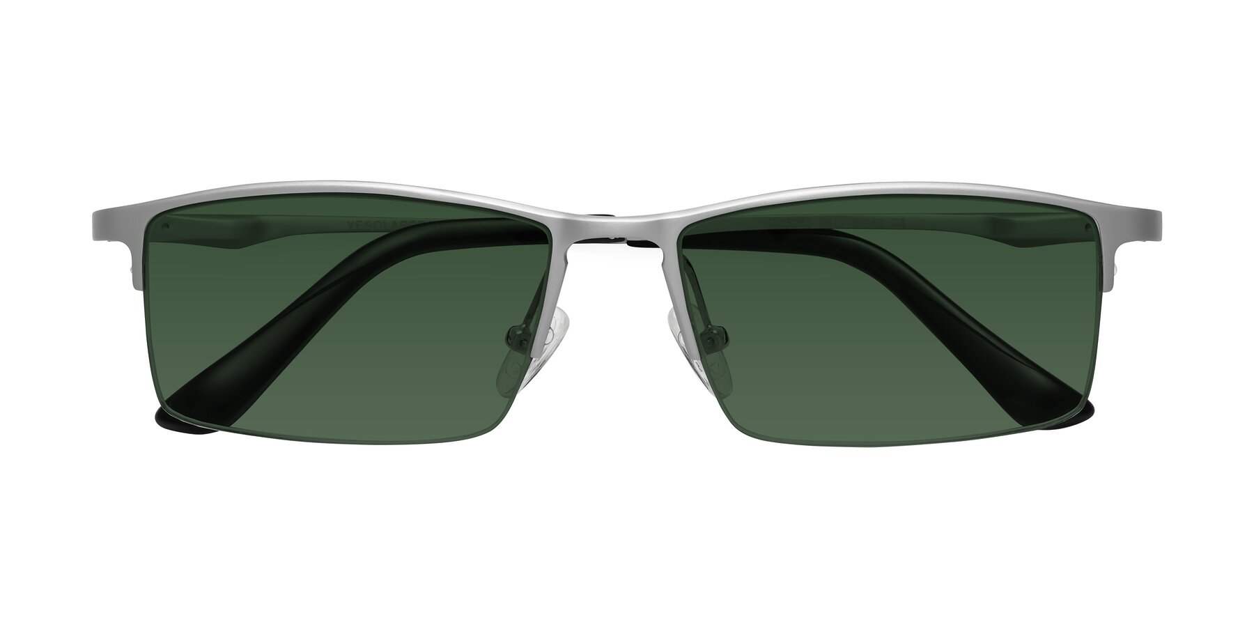 Folded Front of CX6263 in Silver with Green Tinted Lenses