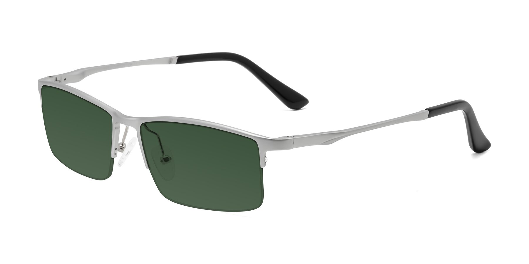 Angle of CX6263 in Silver with Green Tinted Lenses