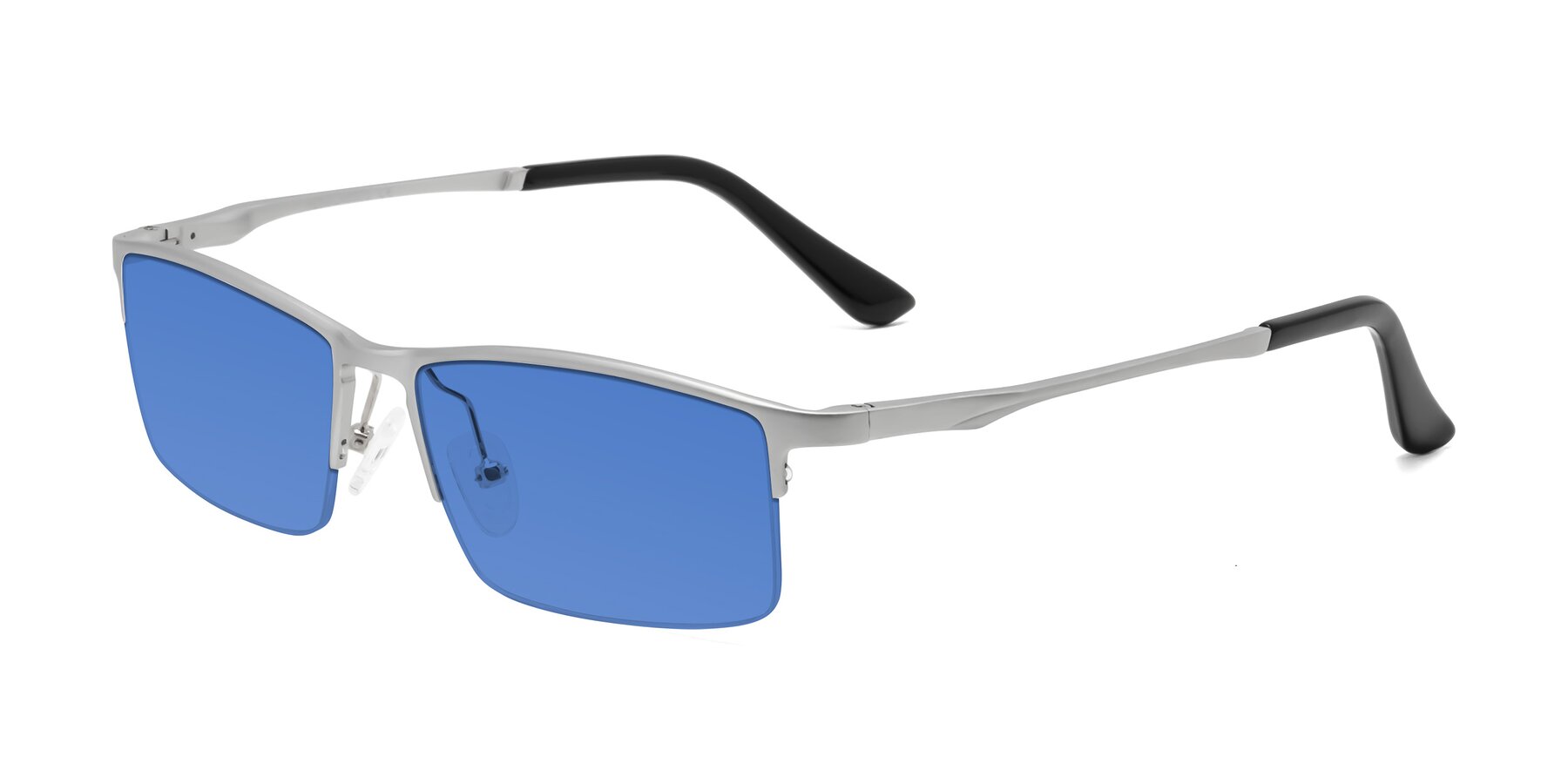 Angle of CX6263 in Silver with Blue Tinted Lenses
