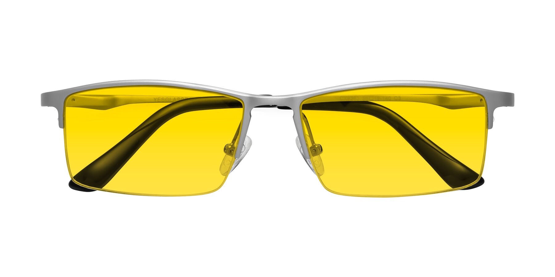 Folded Front of CX6263 in Silver with Yellow Tinted Lenses