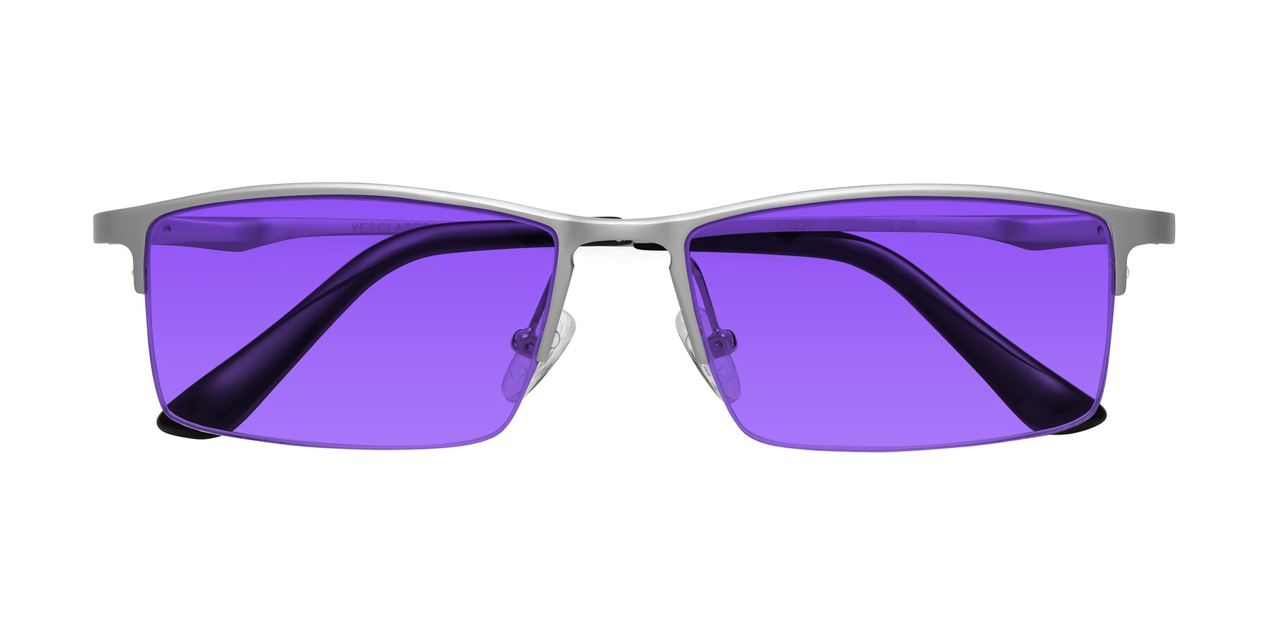Folded Front of CX6263 in Silver with Purple Tinted Lenses