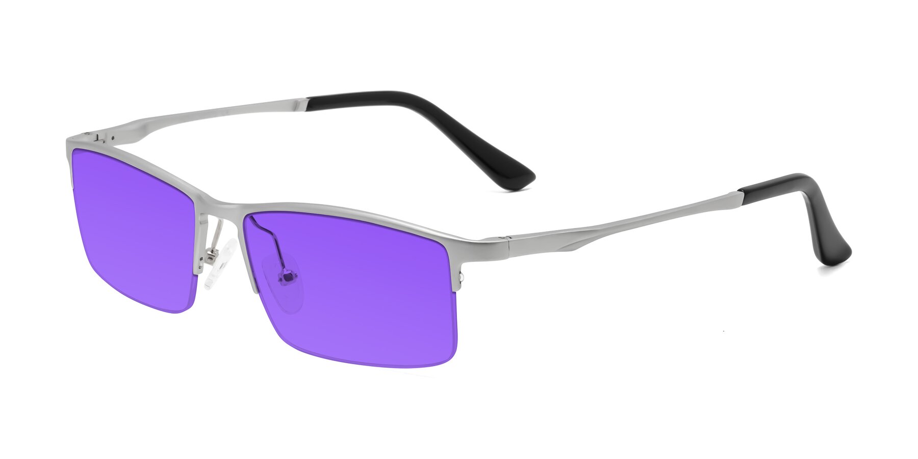 Angle of CX6263 in Silver with Purple Tinted Lenses