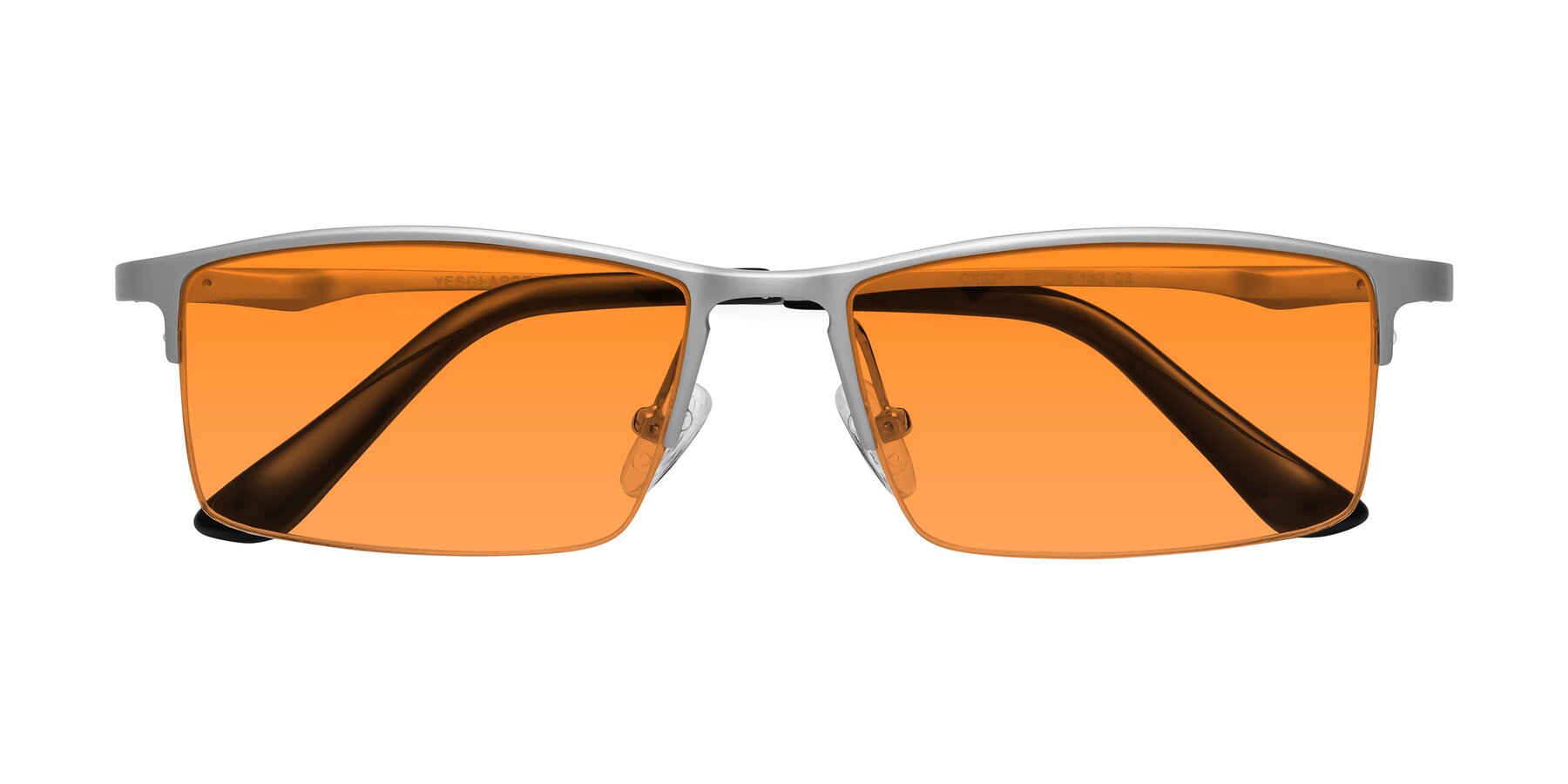 Folded Front of CX6263 in Silver with Orange Tinted Lenses