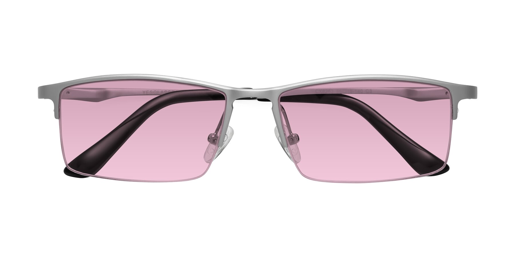 Folded Front of CX6263 in Silver with Light Wine Tinted Lenses