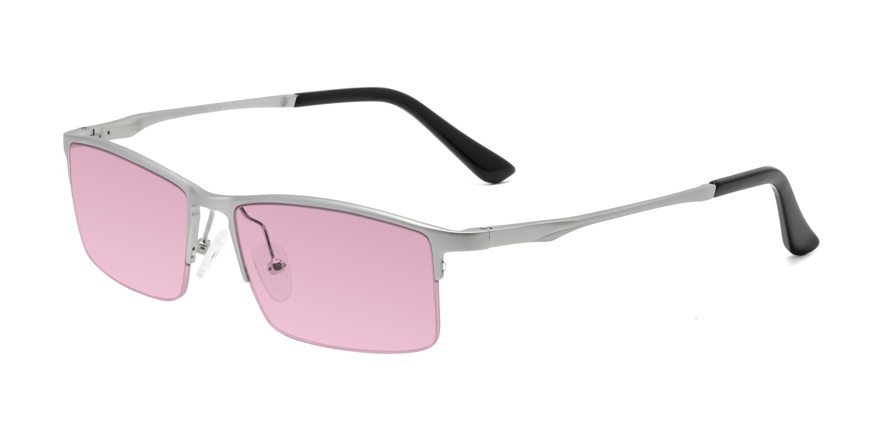 Angle of CX6263 in Silver with Light Wine Tinted Lenses