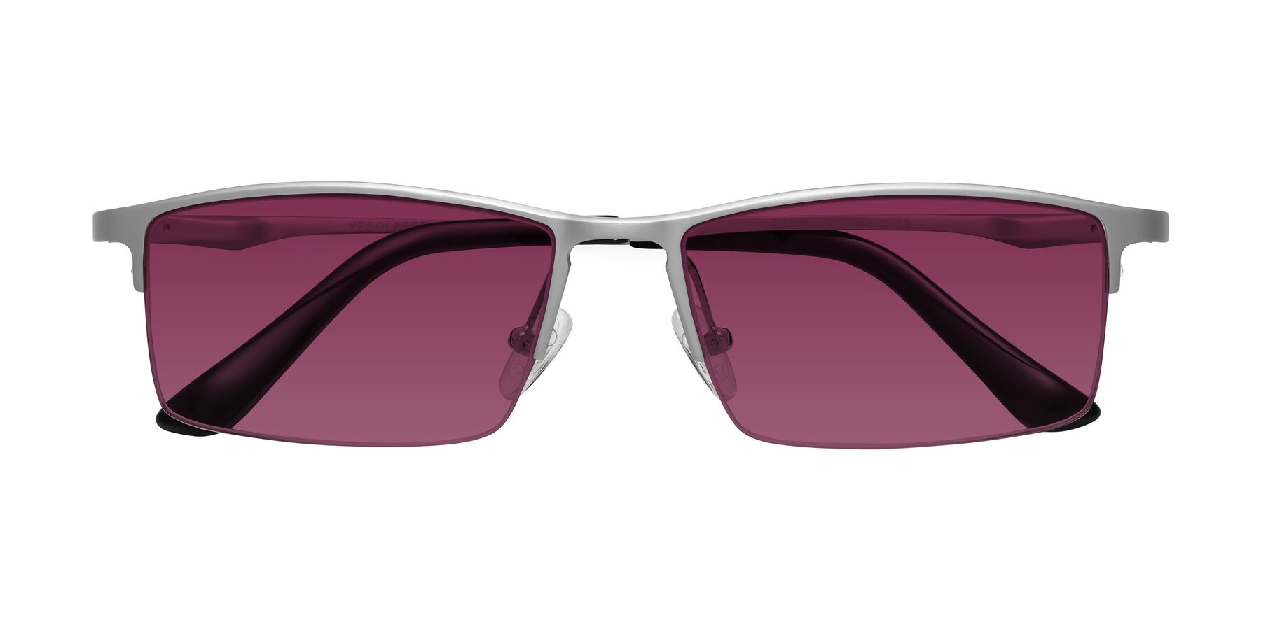 Folded Front of CX6263 in Silver with Wine Tinted Lenses