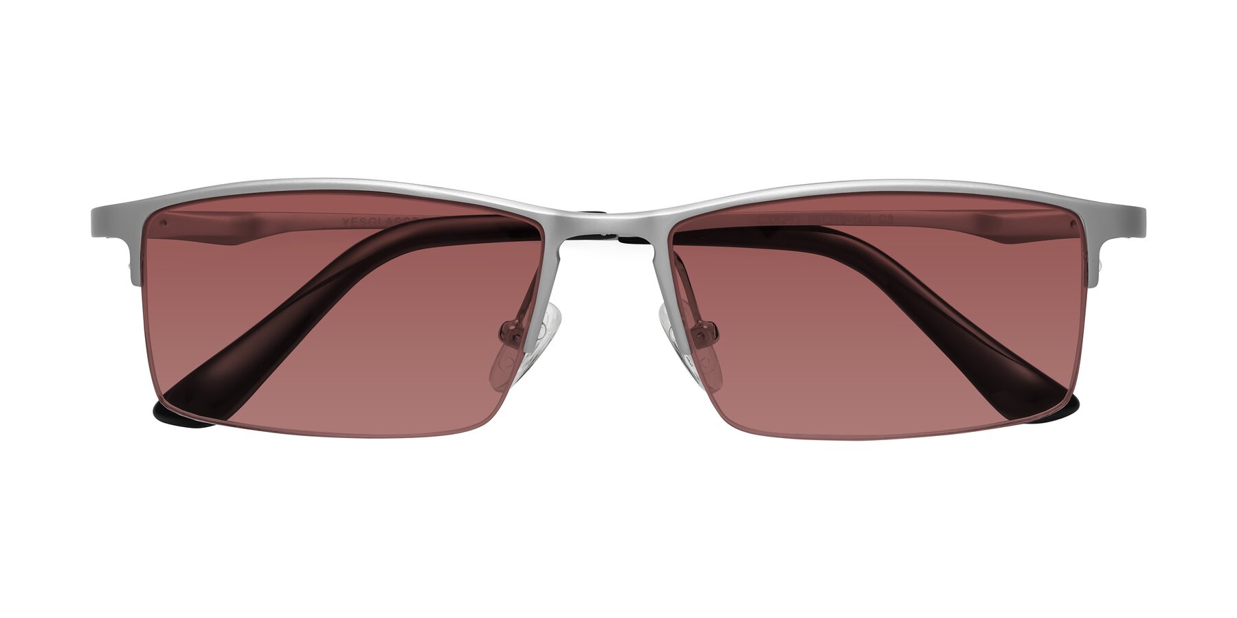 Folded Front of CX6263 in Silver with Garnet Tinted Lenses