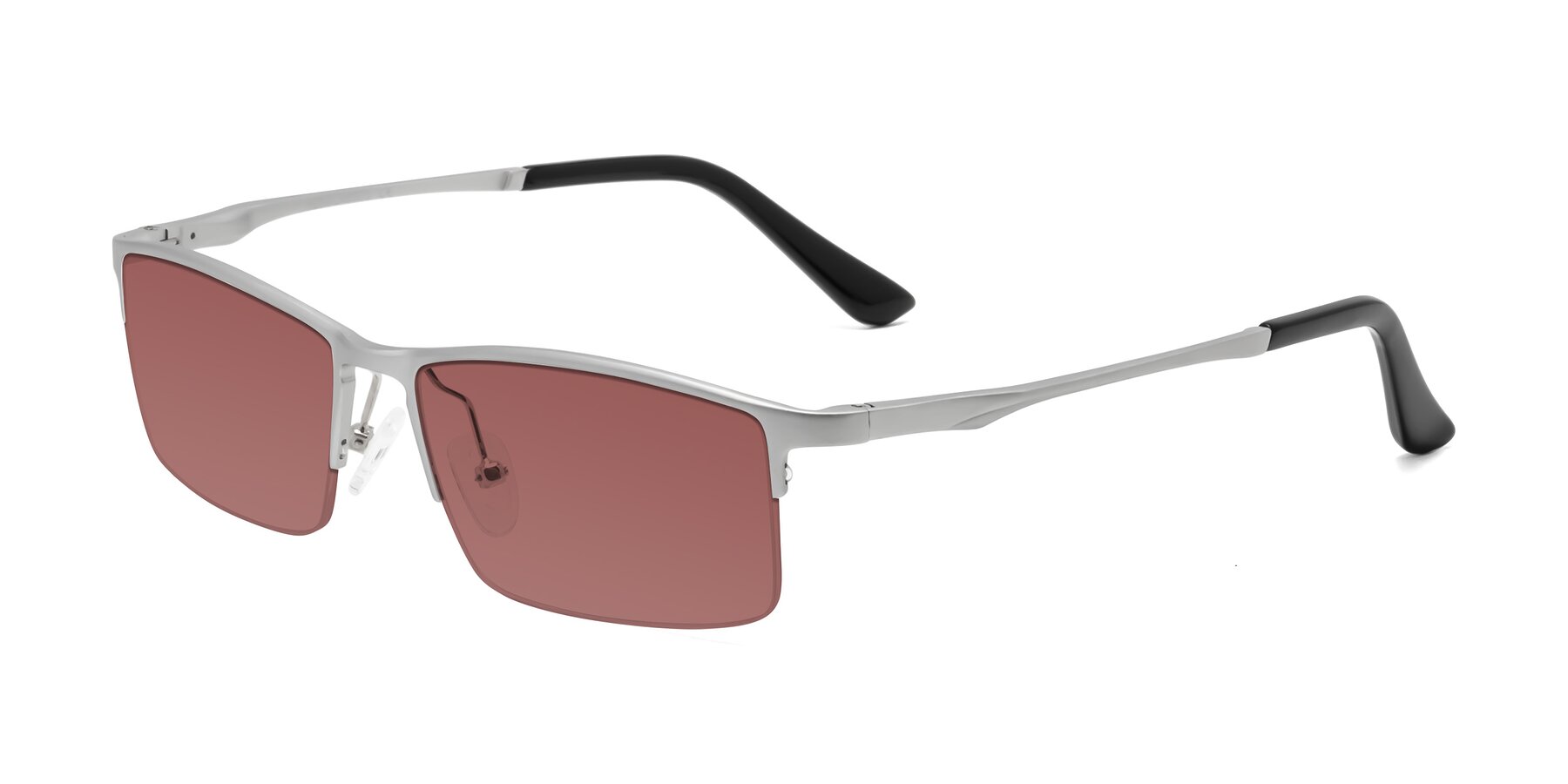 Angle of CX6263 in Silver with Garnet Tinted Lenses