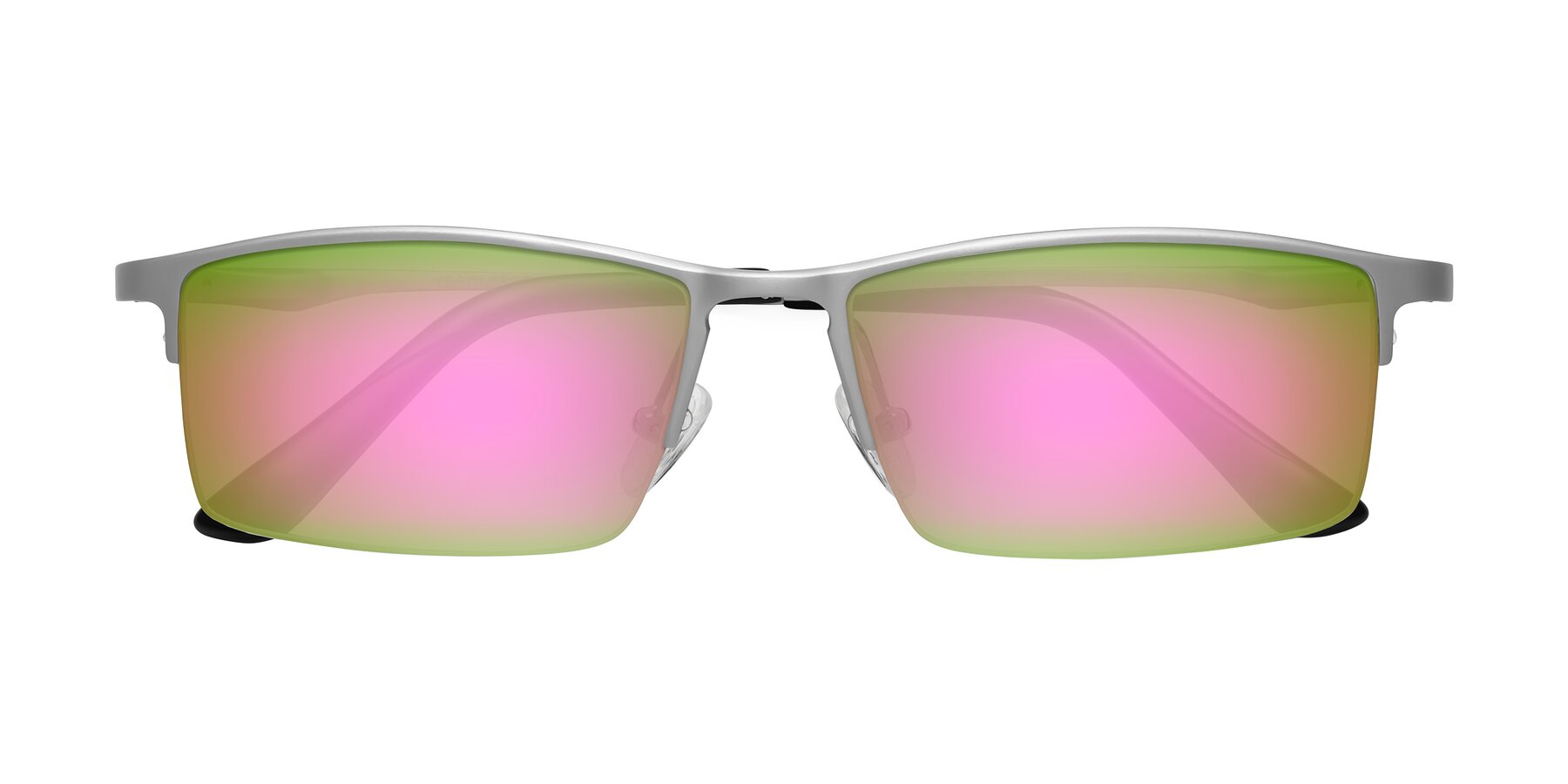 Folded Front of CX6263 in Silver with Pink Mirrored Lenses