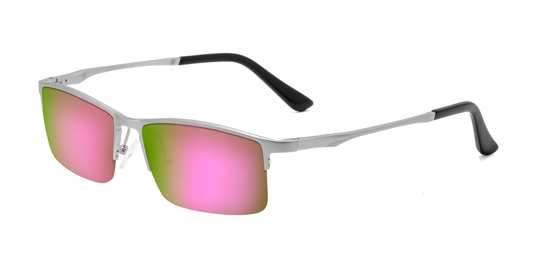 Angle of CX6263 in Silver with Pink Mirrored Lenses