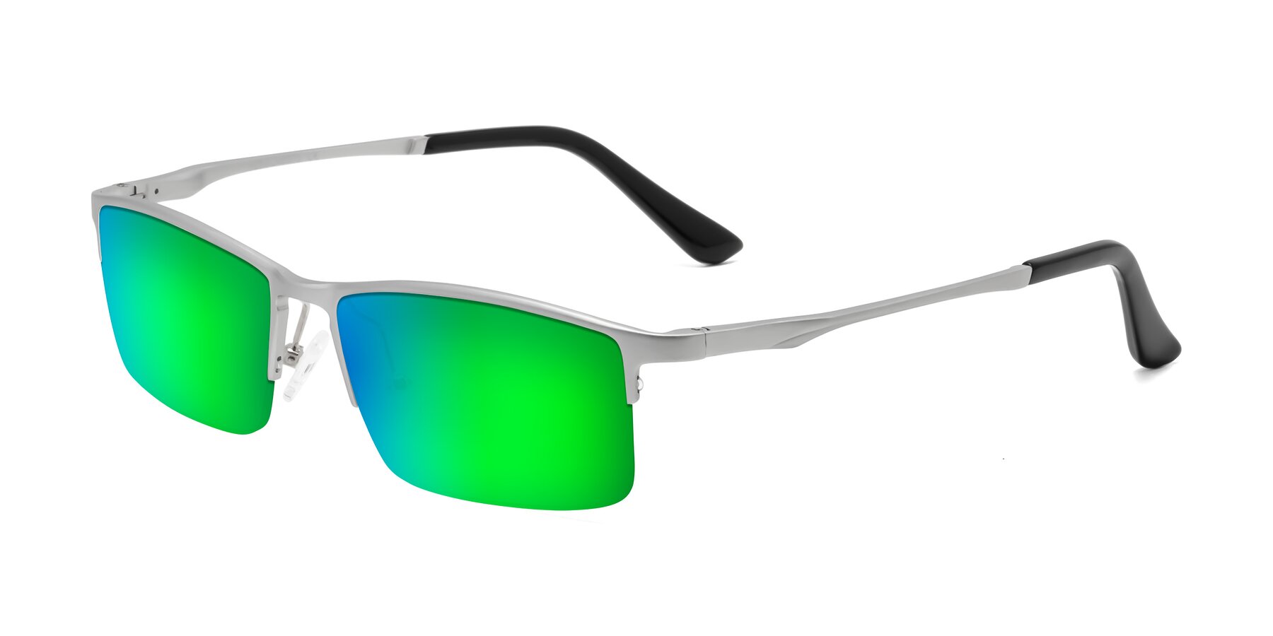 Angle of CX6263 in Silver with Green Mirrored Lenses