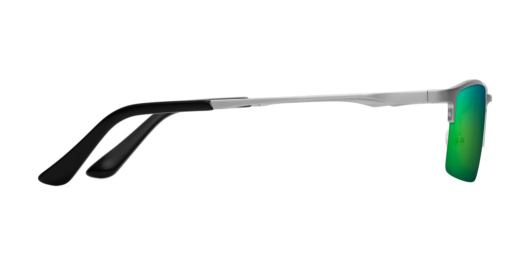 Side of CX6263 in Silver with Green Mirrored Lenses