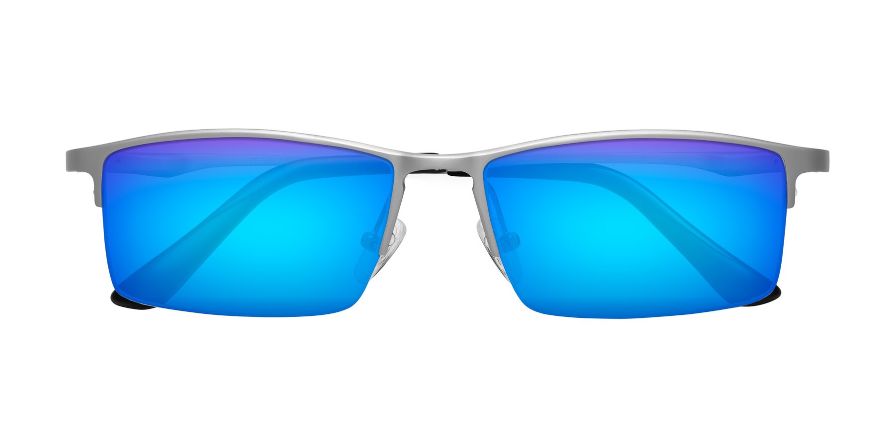 Folded Front of CX6263 in Silver with Blue Mirrored Lenses