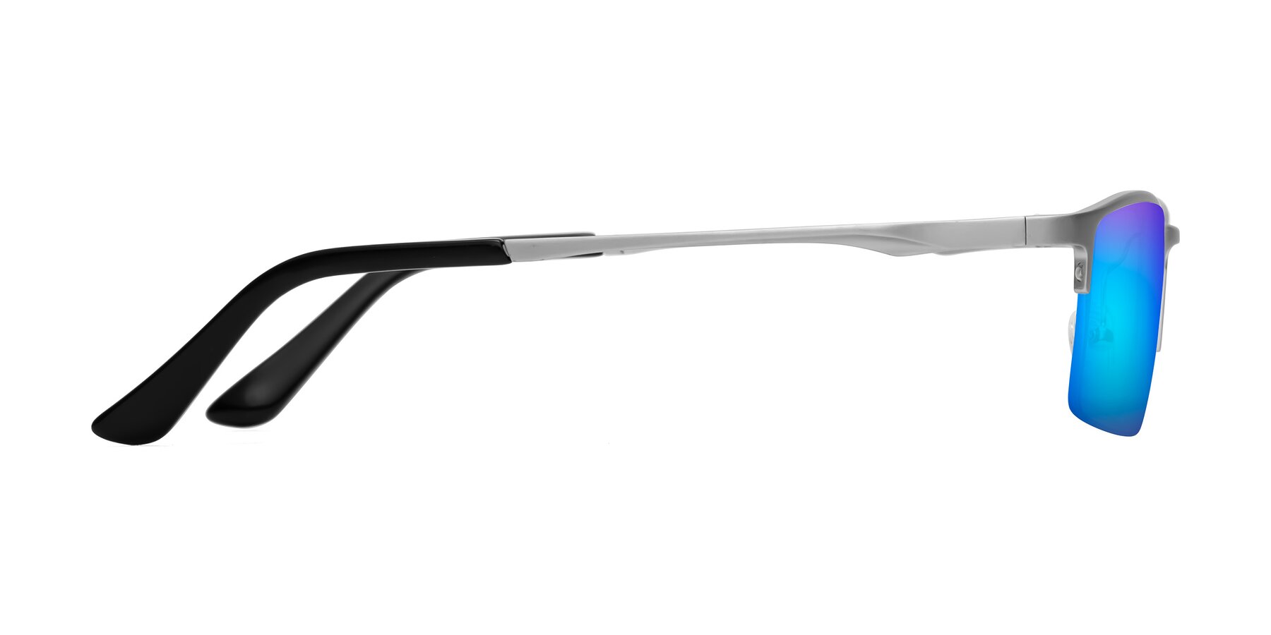 Side of CX6263 in Silver with Blue Mirrored Lenses