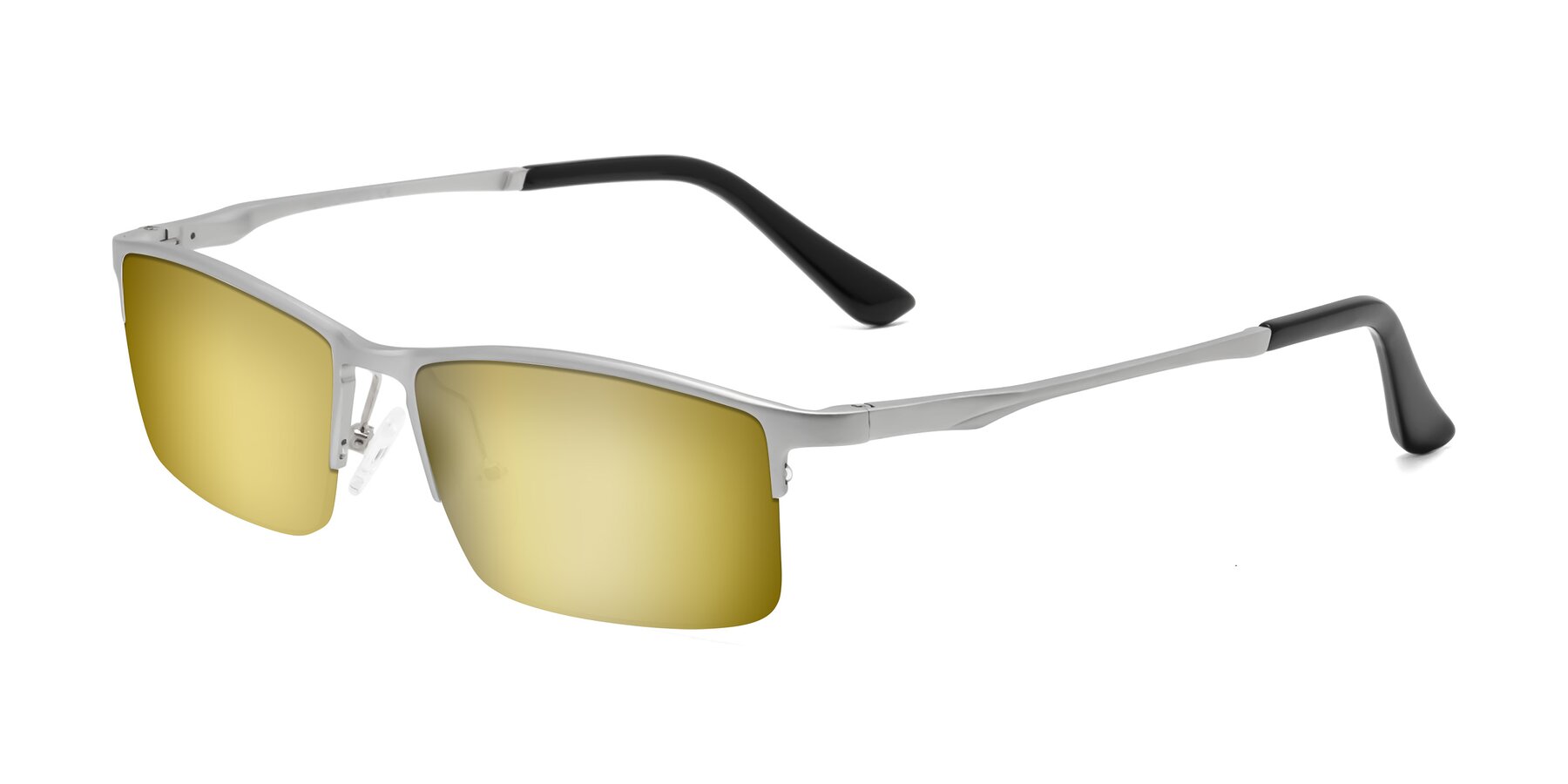 Angle of CX6263 in Silver with Gold Mirrored Lenses