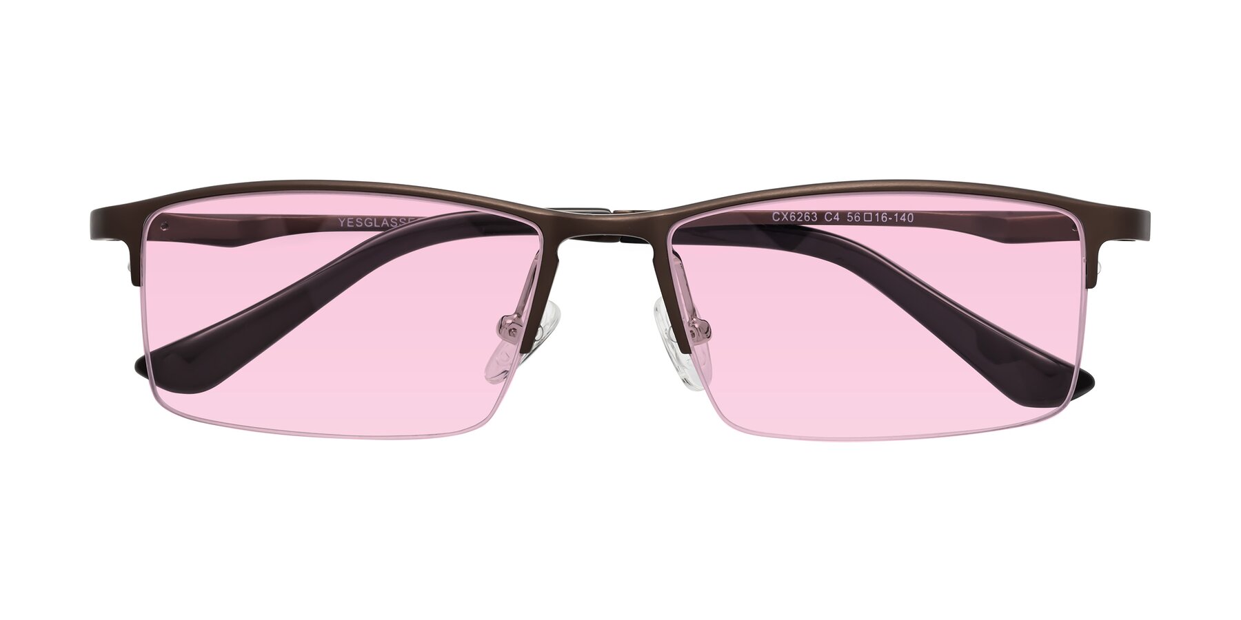 Folded Front of CX6263 in Coffee with Light Pink Tinted Lenses