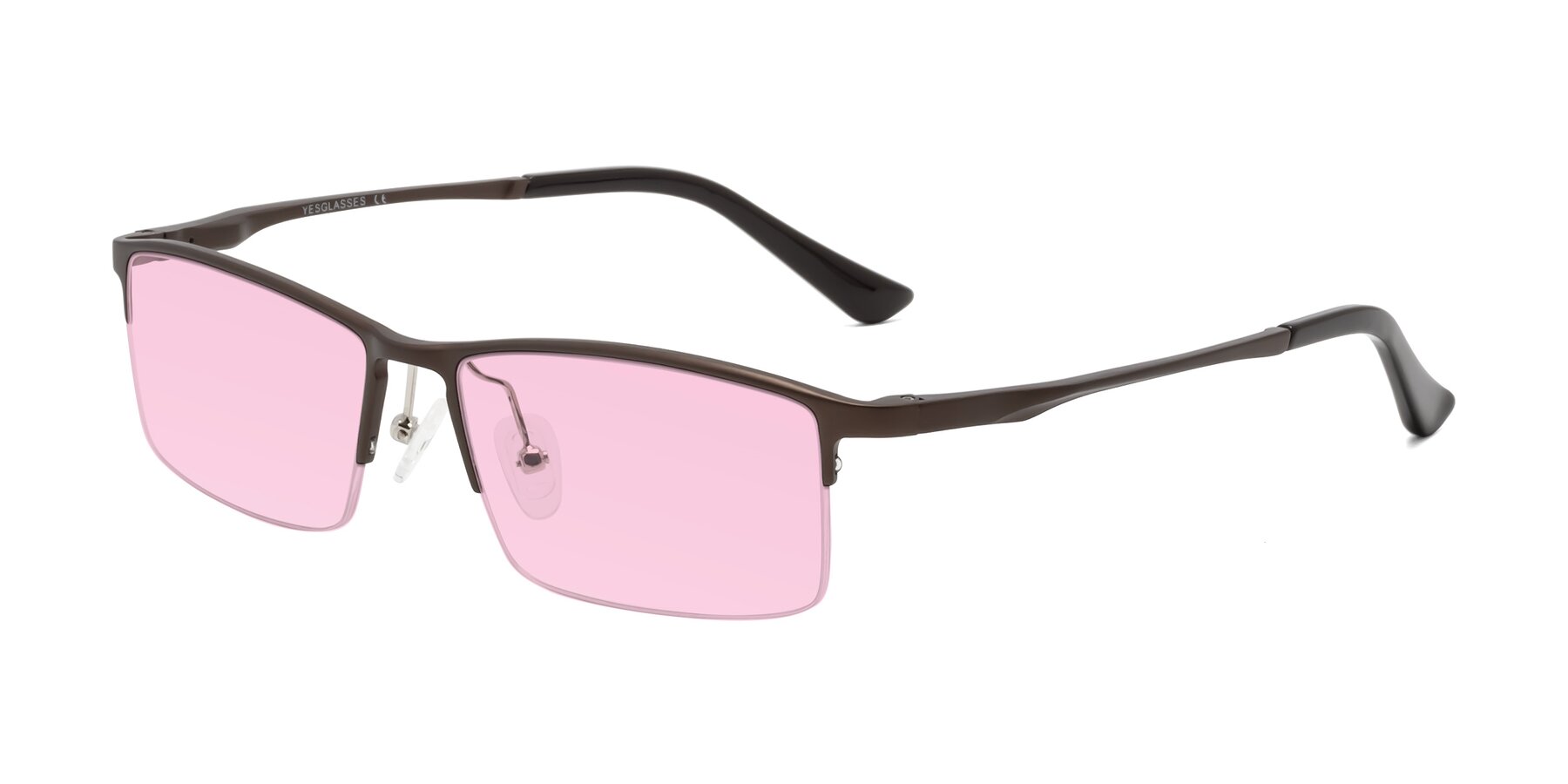 Angle of CX6263 in Coffee with Light Pink Tinted Lenses