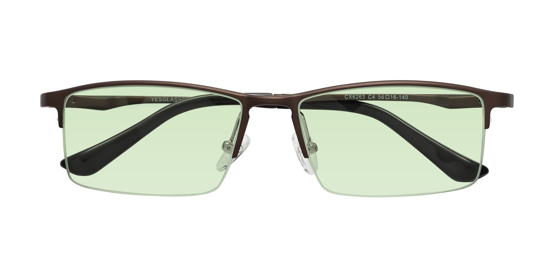Folded Front of CX6263 in Coffee with Light Green Tinted Lenses