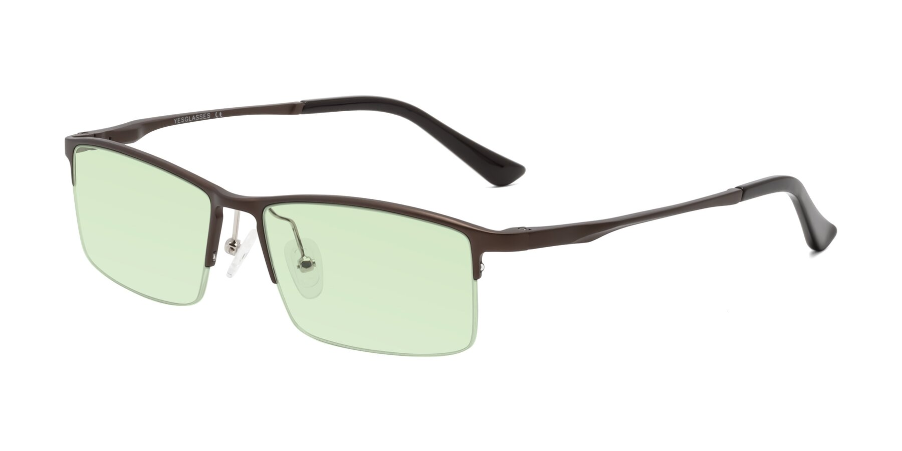 Angle of CX6263 in Coffee with Light Green Tinted Lenses