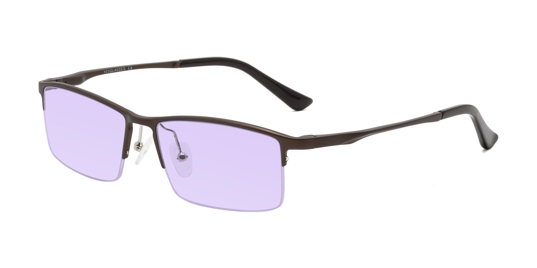 Angle of CX6263 in Coffee with Light Purple Tinted Lenses