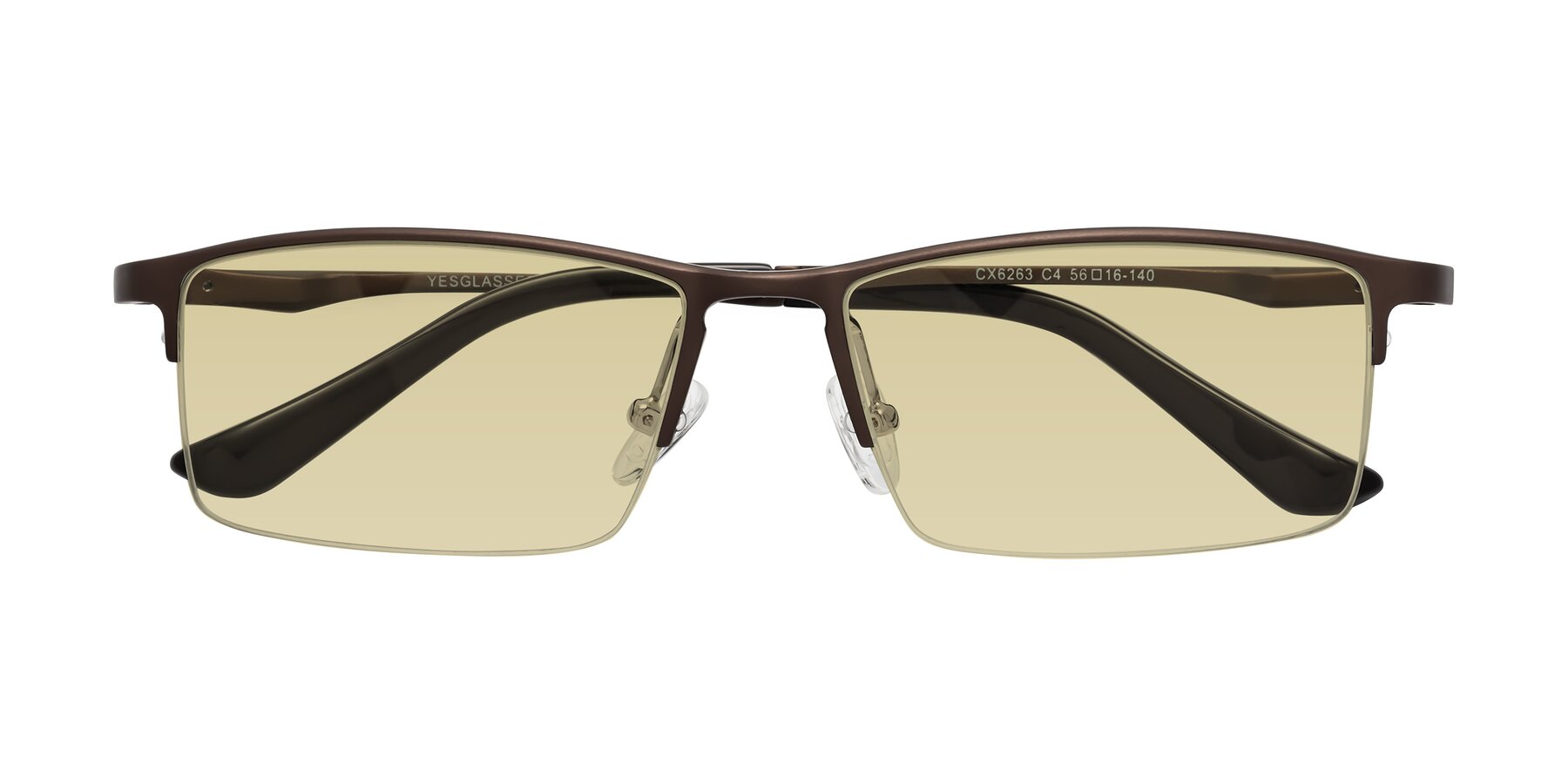 Folded Front of CX6263 in Coffee with Light Champagne Tinted Lenses