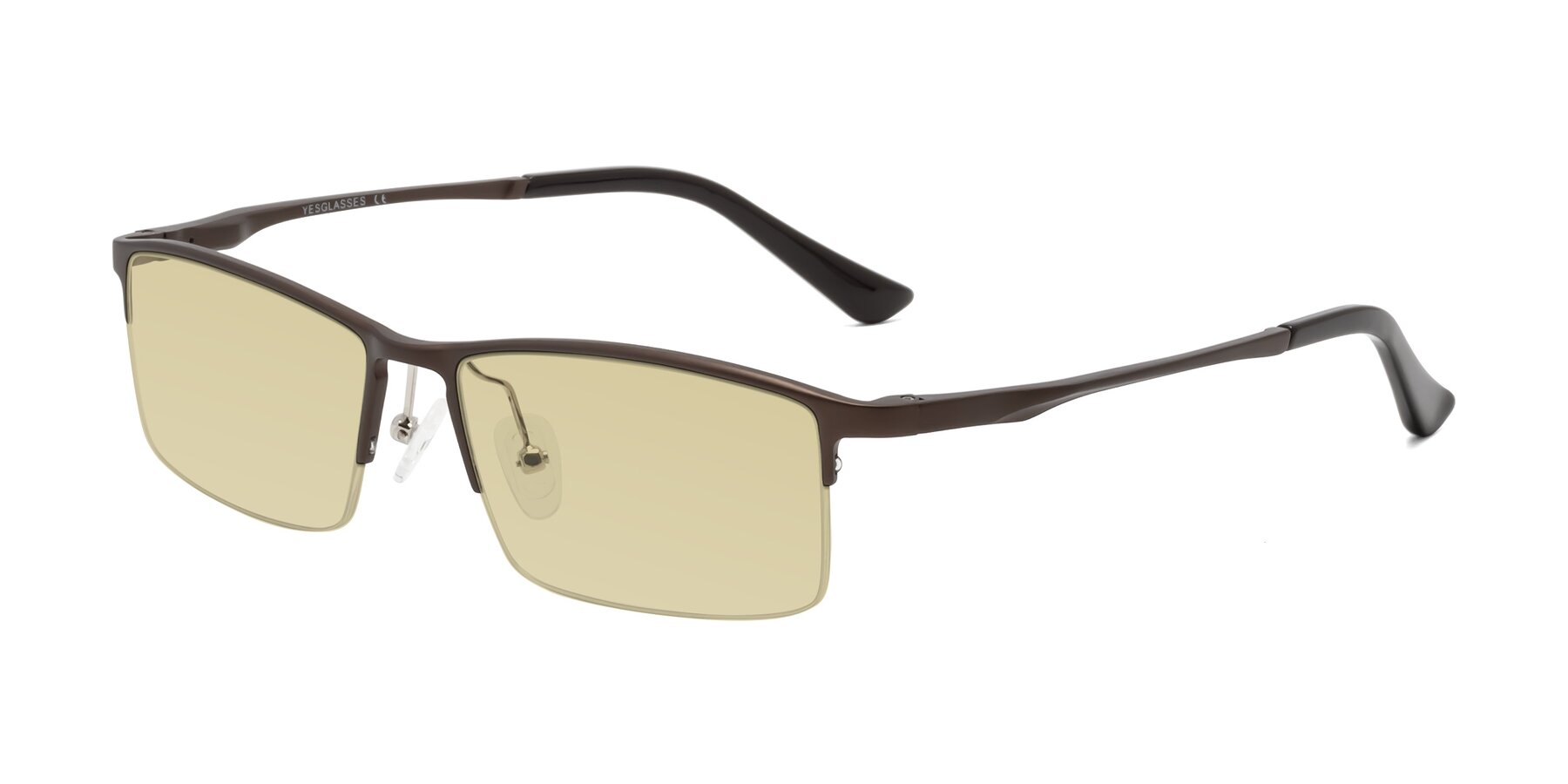 Angle of CX6263 in Coffee with Light Champagne Tinted Lenses