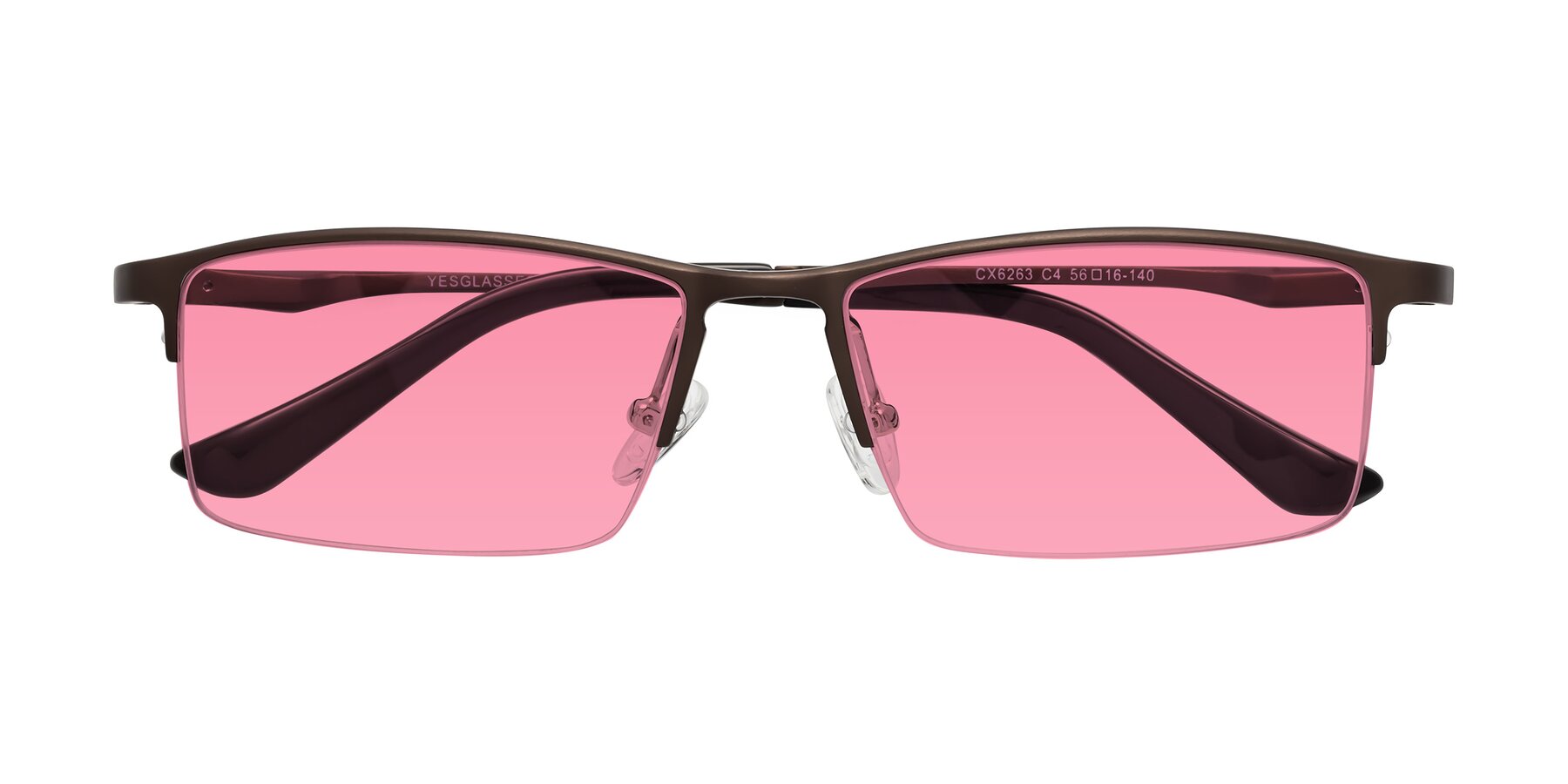 Folded Front of CX6263 in Coffee with Pink Tinted Lenses