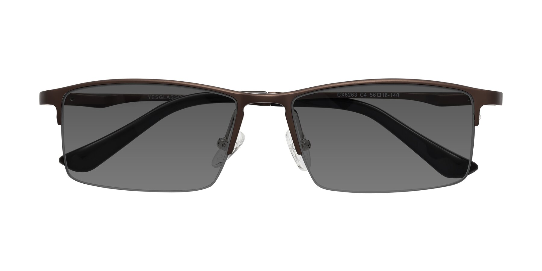 Folded Front of CX6263 in Coffee with Medium Gray Tinted Lenses