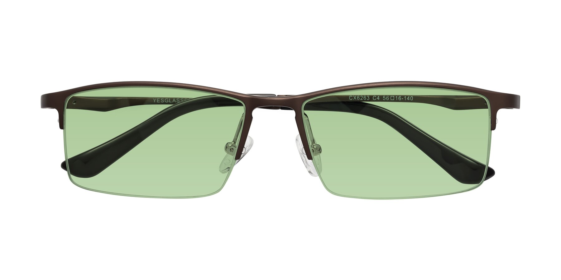 Folded Front of CX6263 in Coffee with Medium Green Tinted Lenses